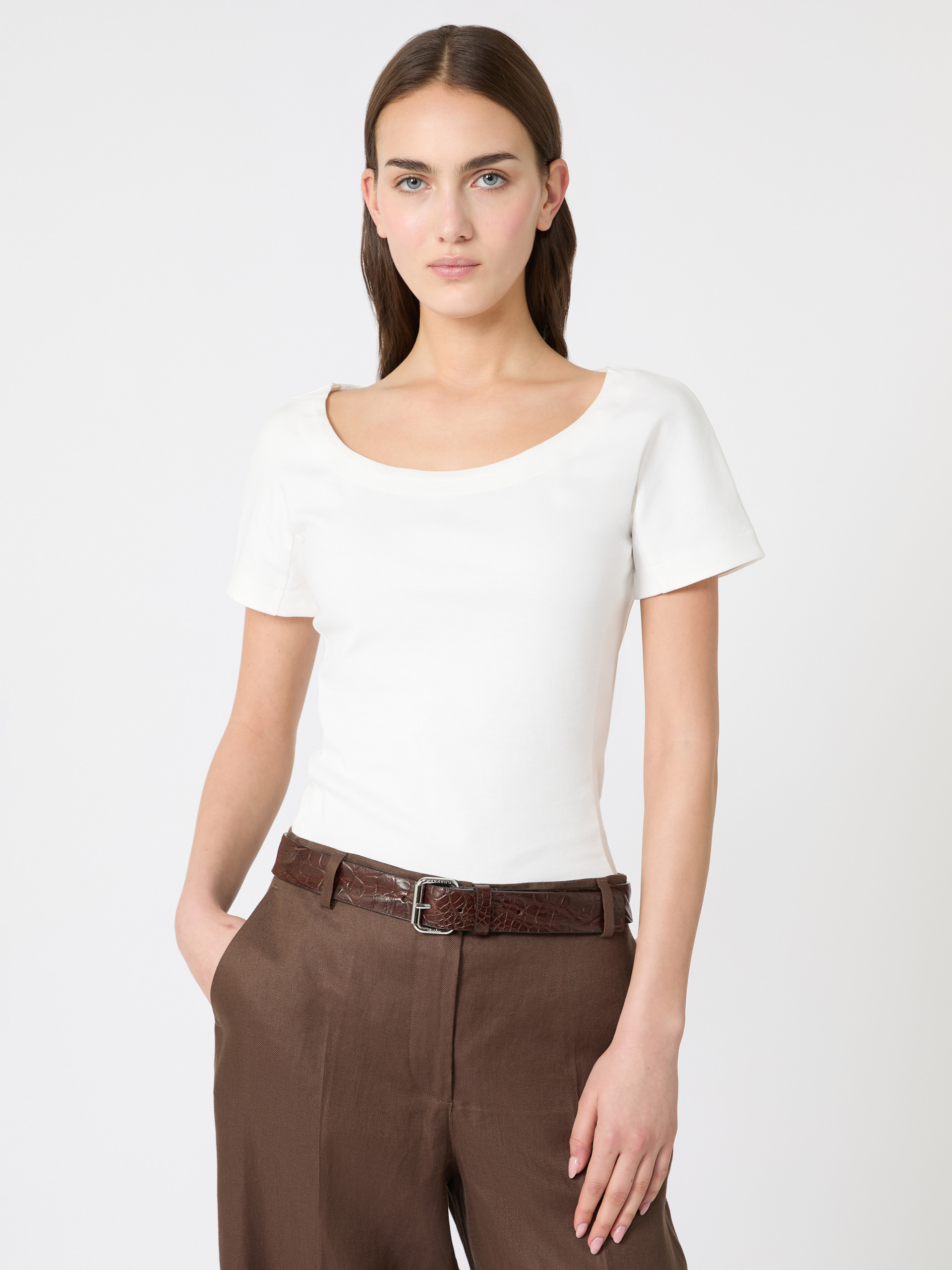 Fitted jersey top - WHITE - Weekend Max Mara - 4