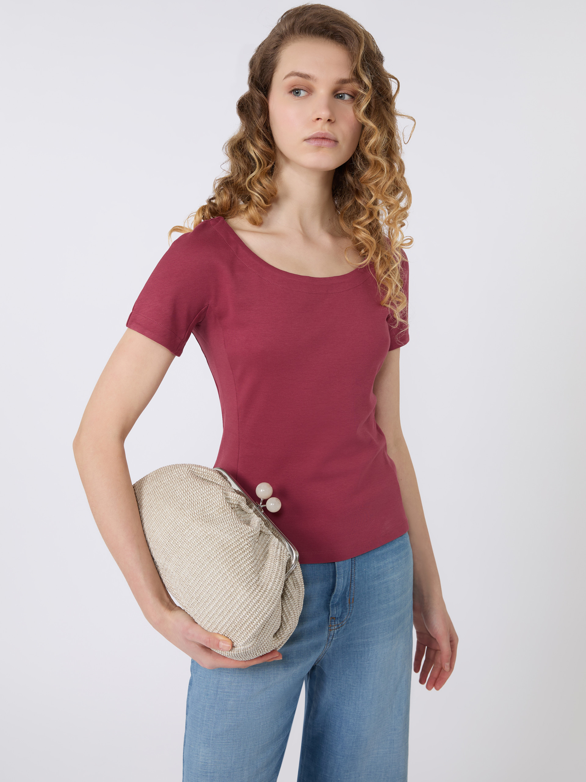 Fitted jersey top - CHERRY - Weekend Max Mara - 4