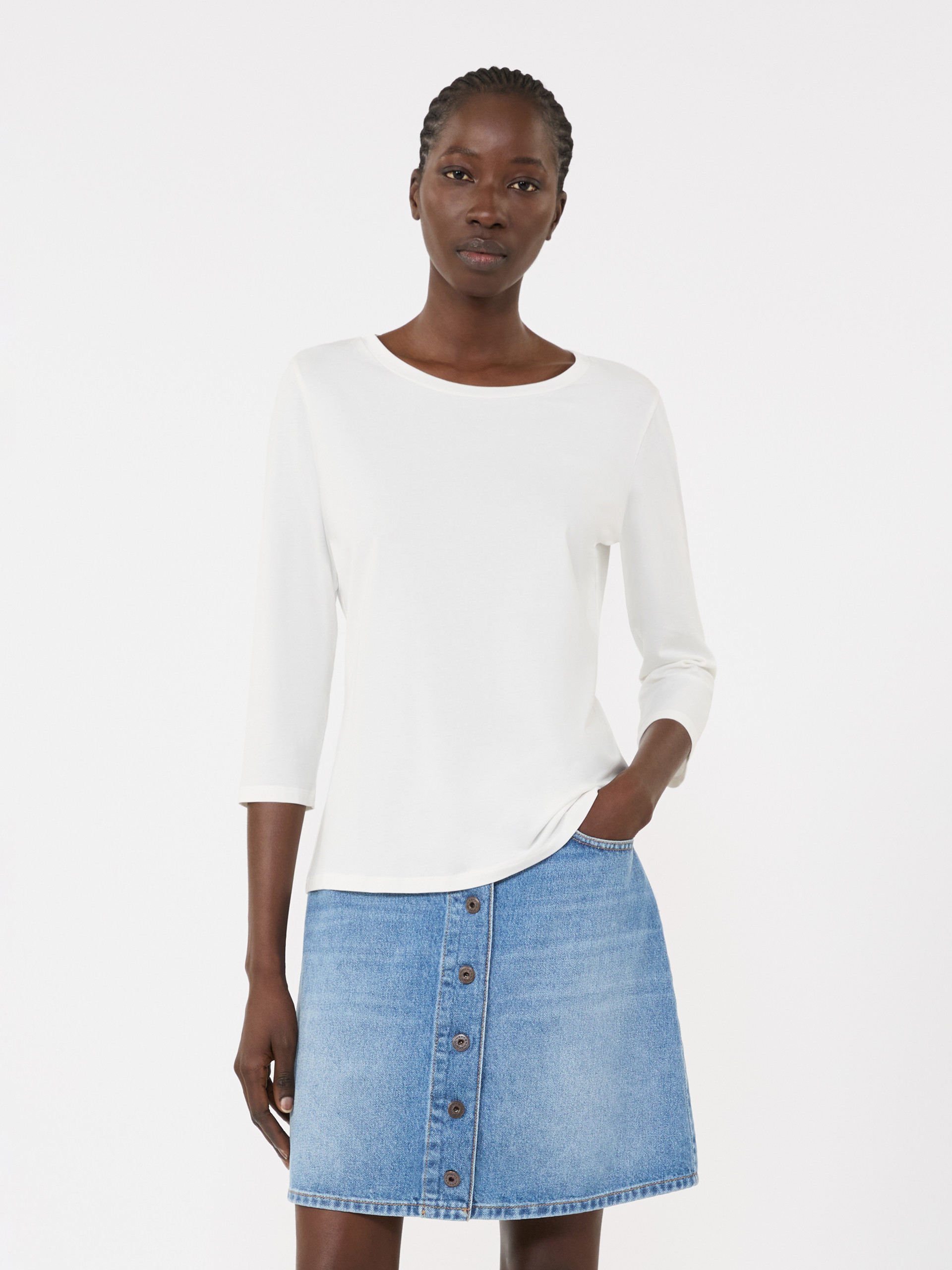 Stretch cotton T-shirt - WHITE - Weekend Max Mara - 2