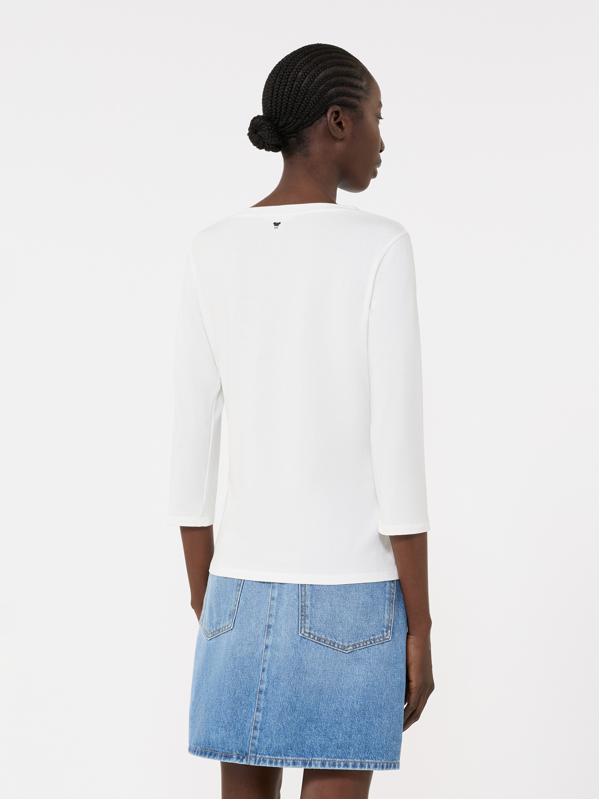 Stretch cotton T-shirt - WHITE - Weekend Max Mara - 3