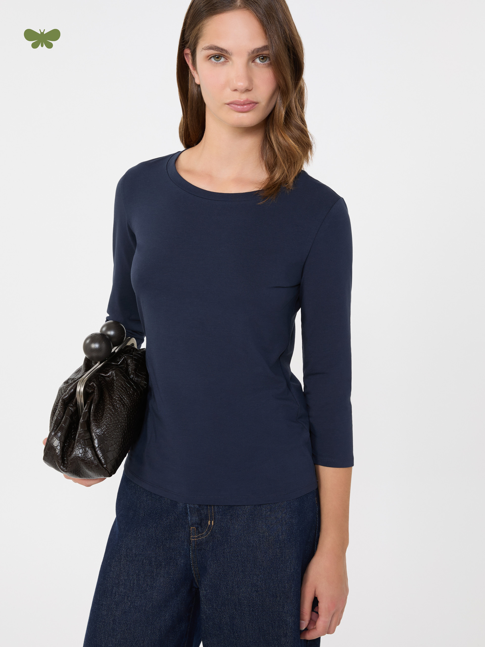 T-shirt in cotone stretch - BLU - Weekend Max Mara - 4