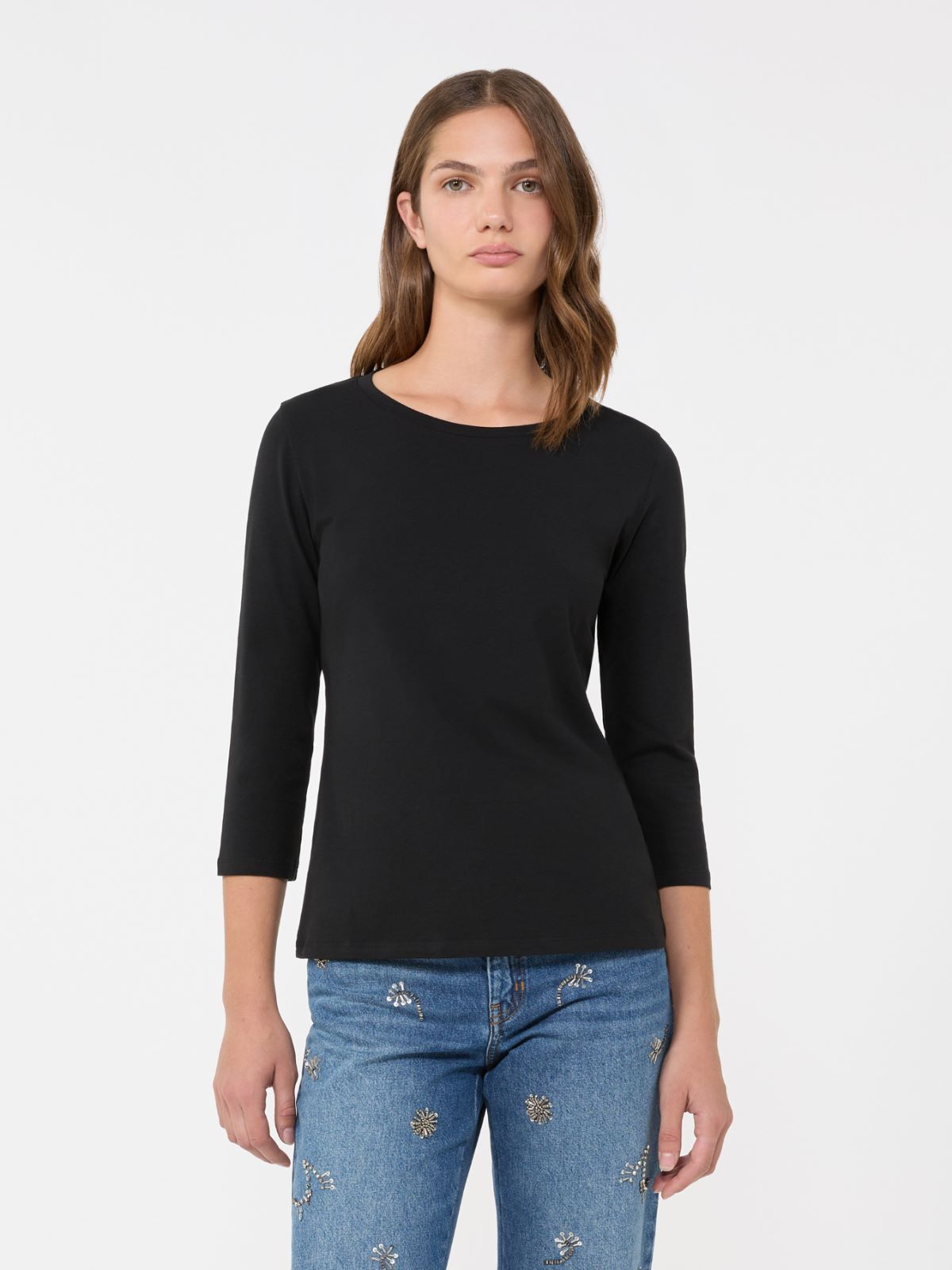 Stretch cotton T-shirt - BLACK - Weekend - 2