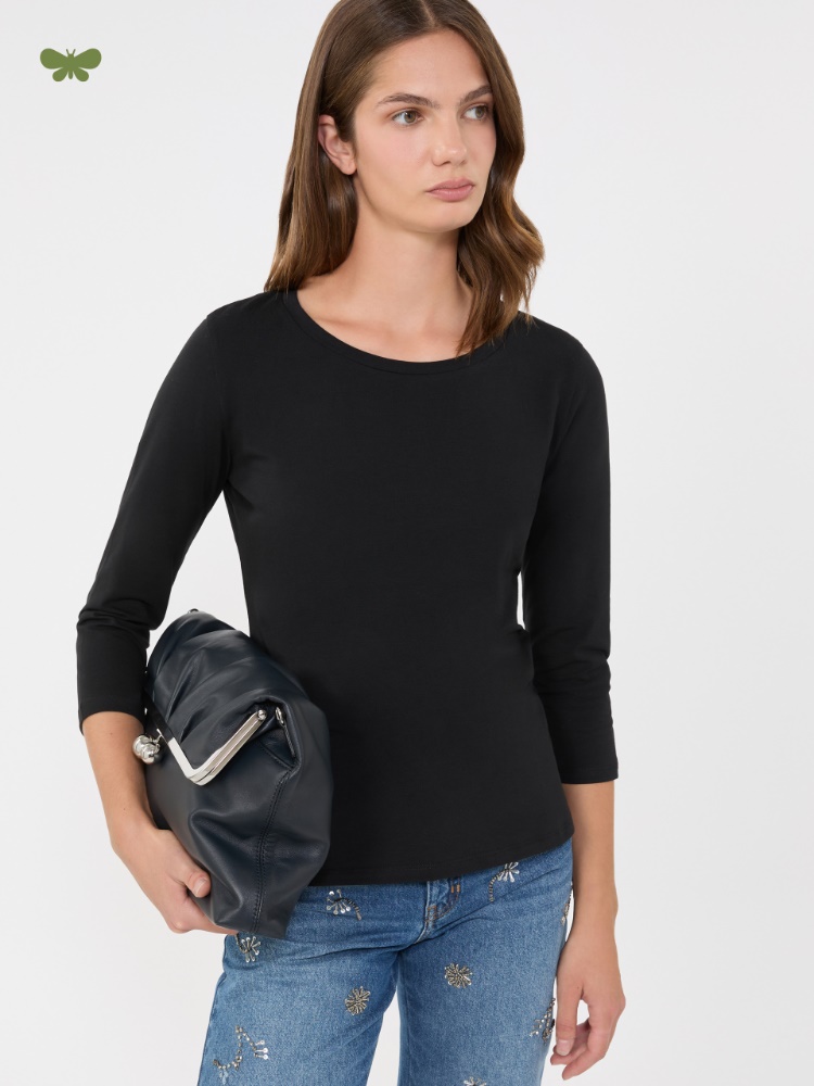 Stretch cotton T-shirt - BLACK - Weekend