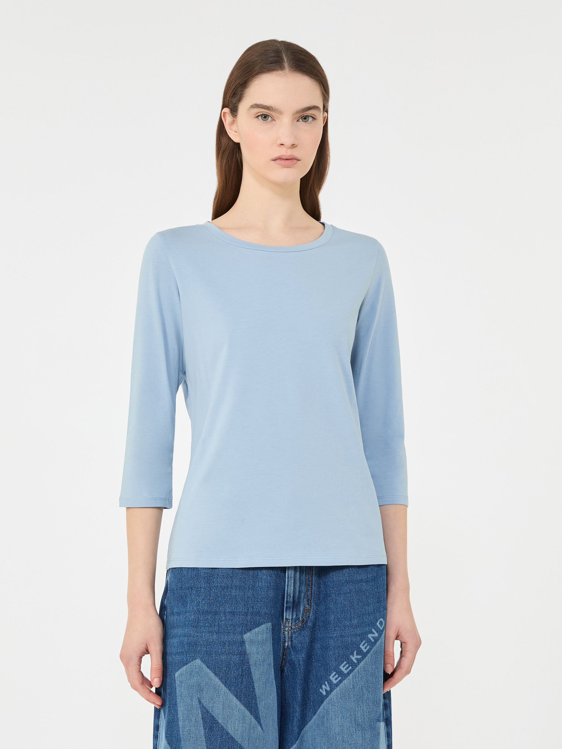 Stretch cotton T-shirt - LIGHT BLUE - Weekend Max Mara - 2