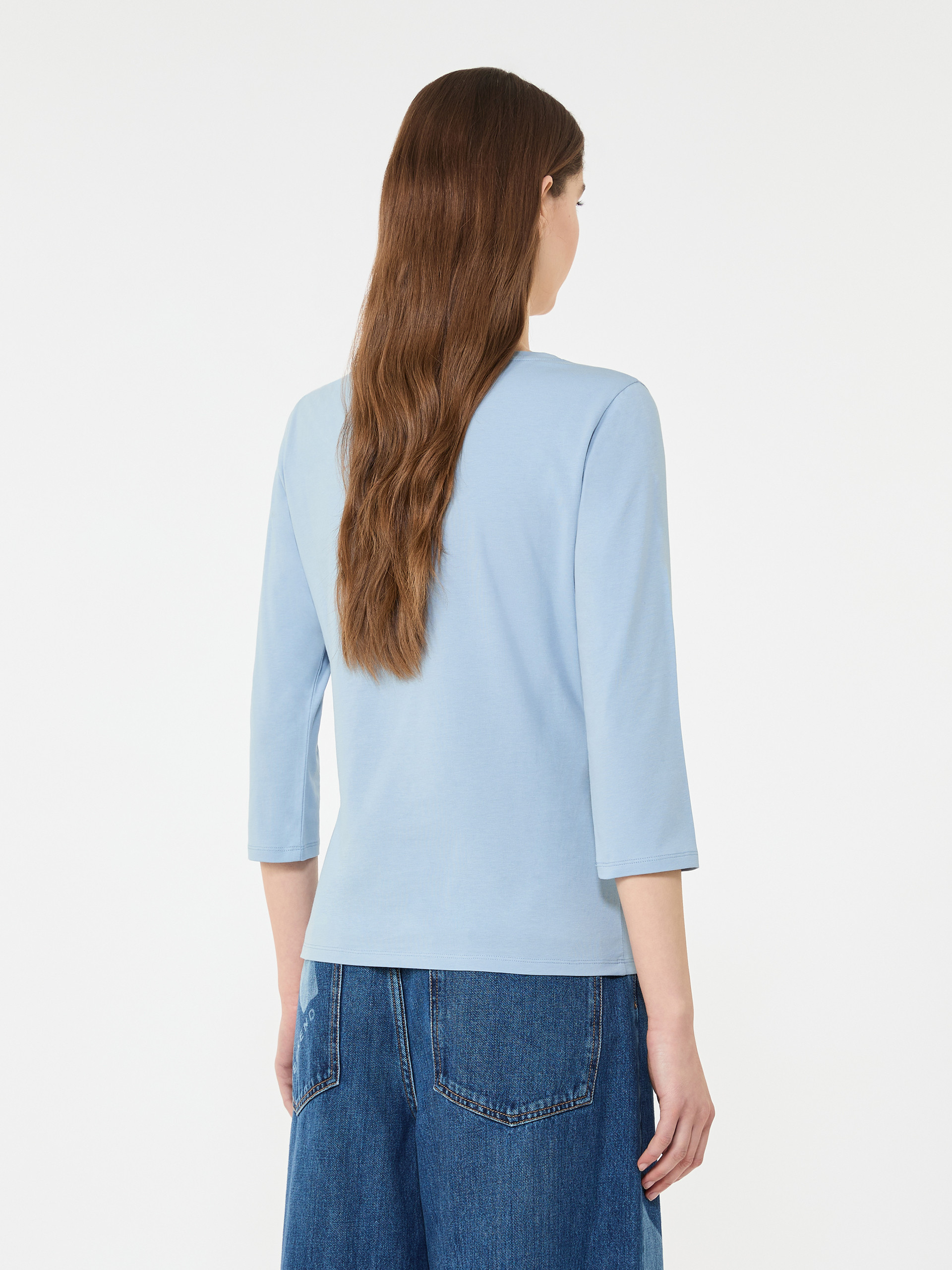 Stretch cotton T-shirt - LIGHT BLUE - Weekend Max Mara - 3