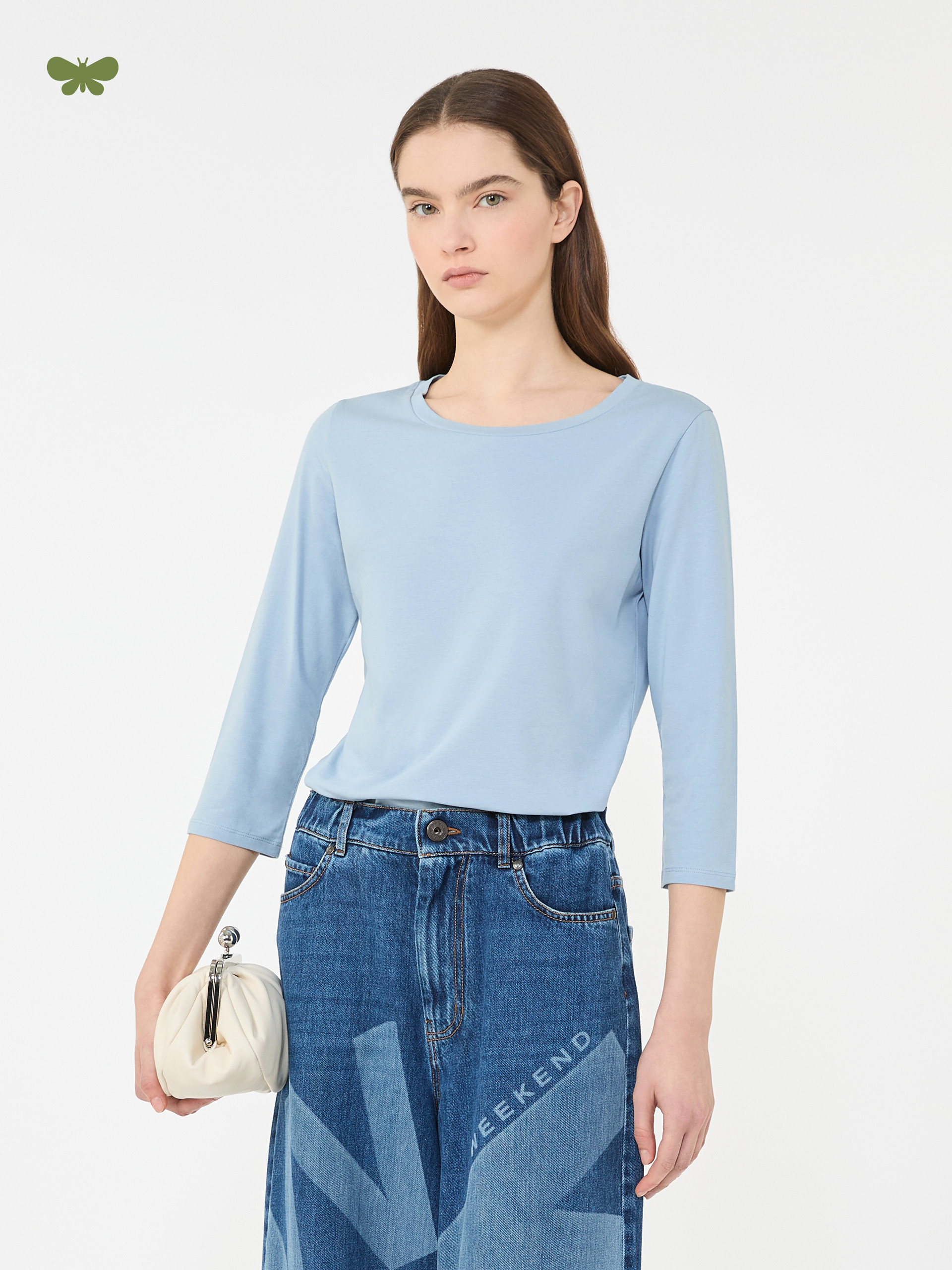 Stretch cotton T-shirt - LIGHT BLUE - Weekend Max Mara - 4