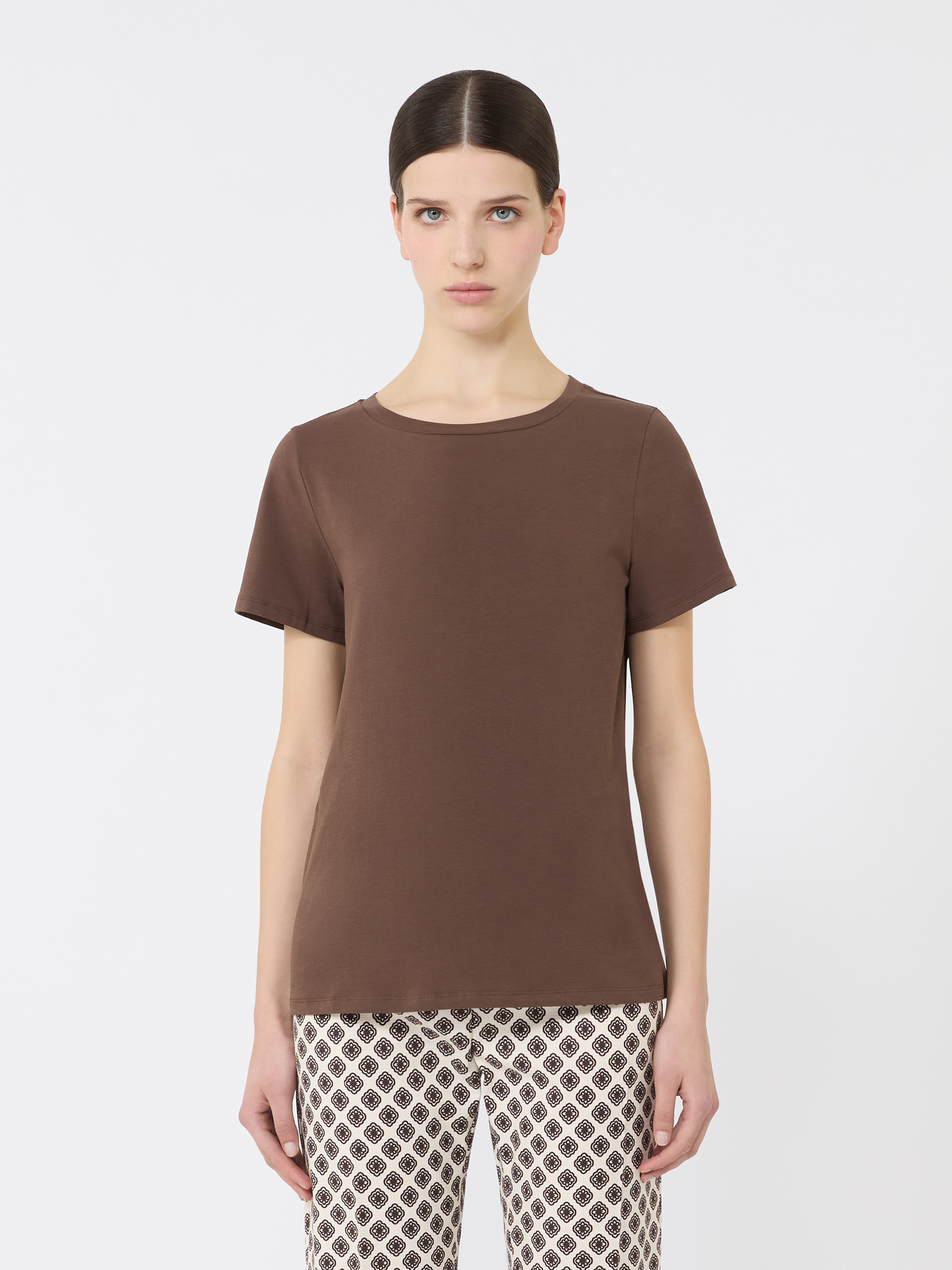 Stretch jersey basic T-shirt - CHOCOLATE - Weekend Max Mara - 2