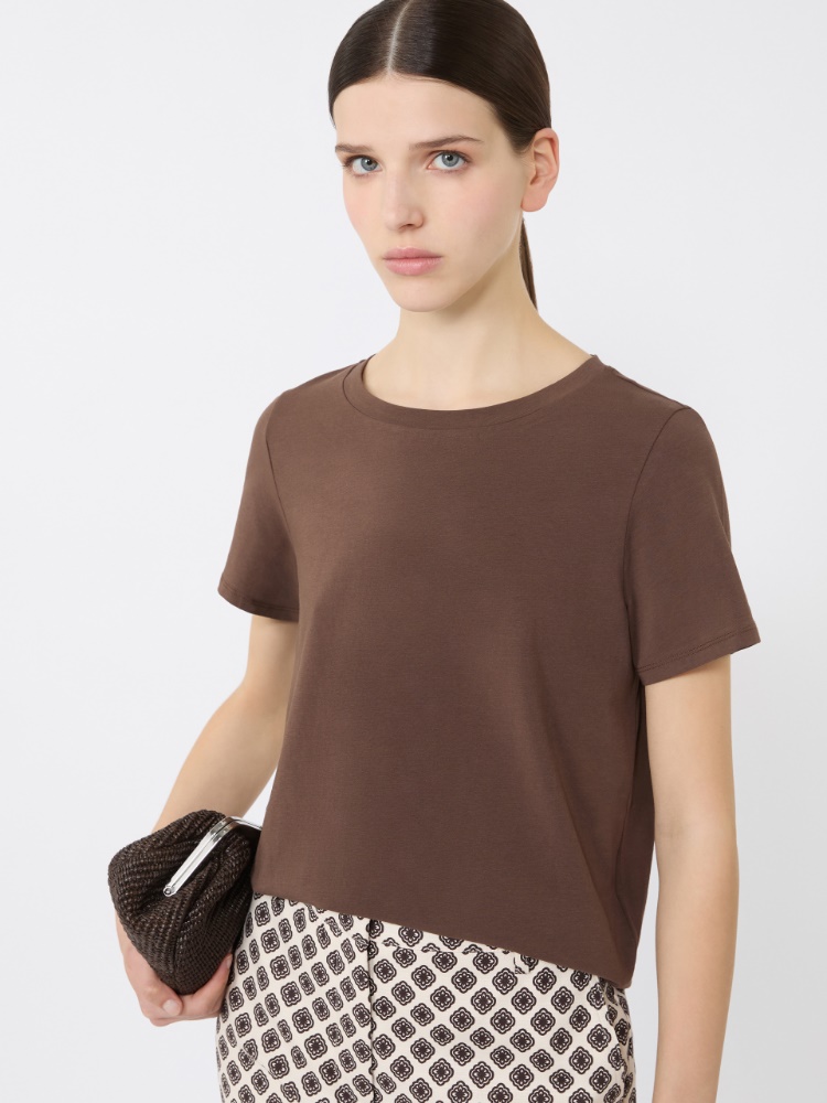 T-shirt basic in jersey stretch - CIOCCOLATO - Weekend