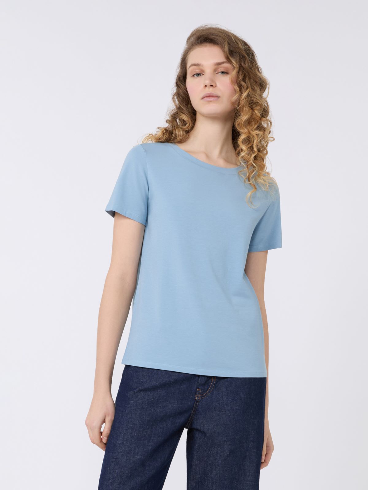 Stretch jersey basic T-shirt - LIGHT BLUE - Weekend - 2