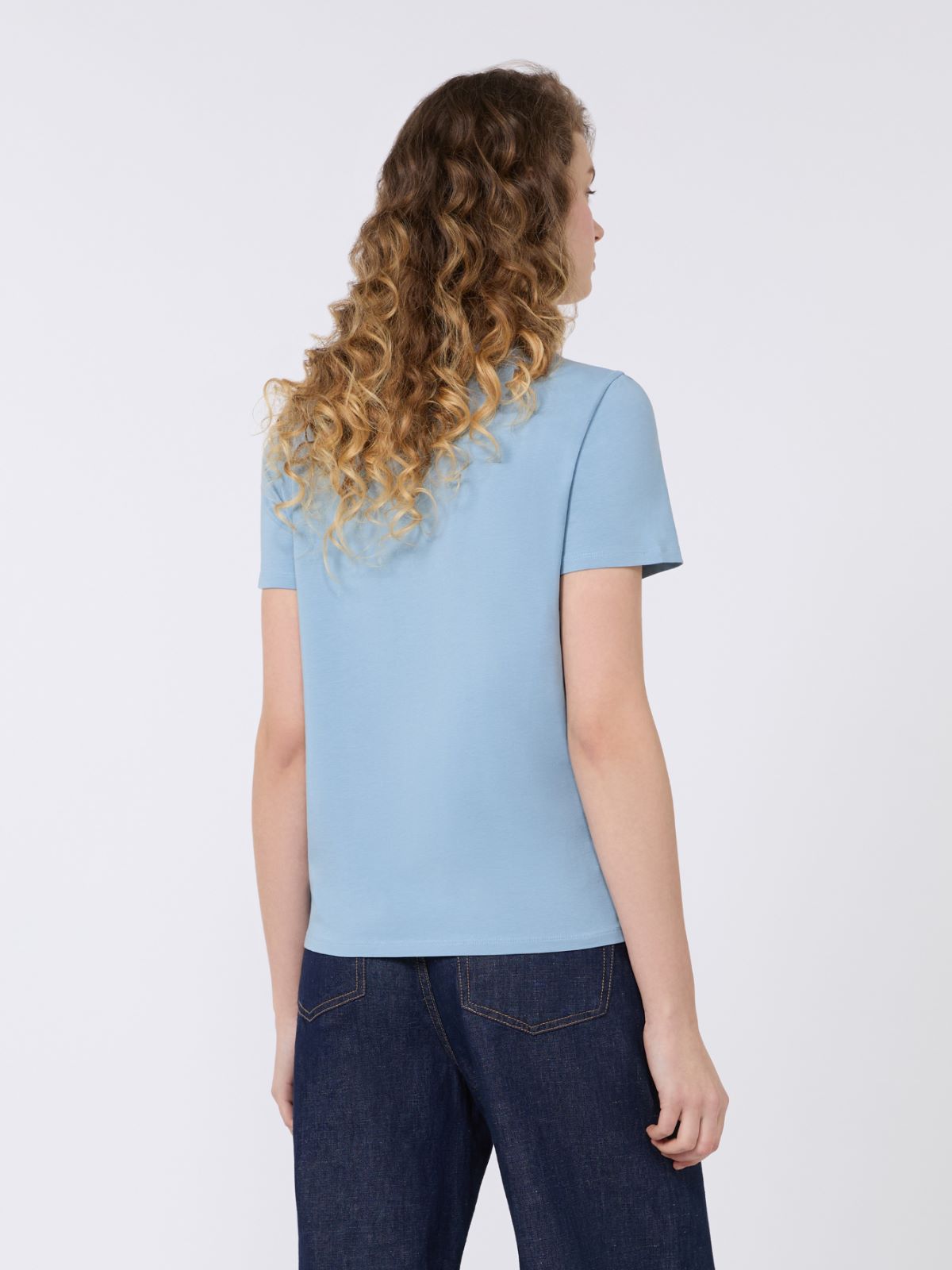 Stretch jersey basic T-shirt - LIGHT BLUE - Weekend - 3