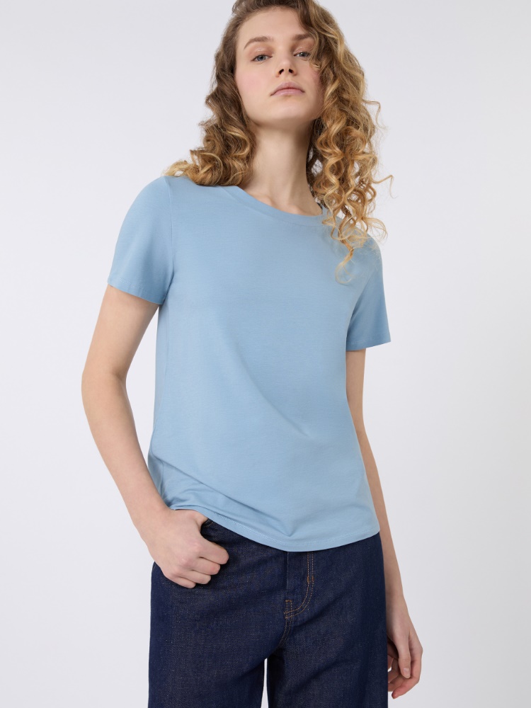 Stretch jersey basic T-shirt - LIGHT BLUE - Weekend