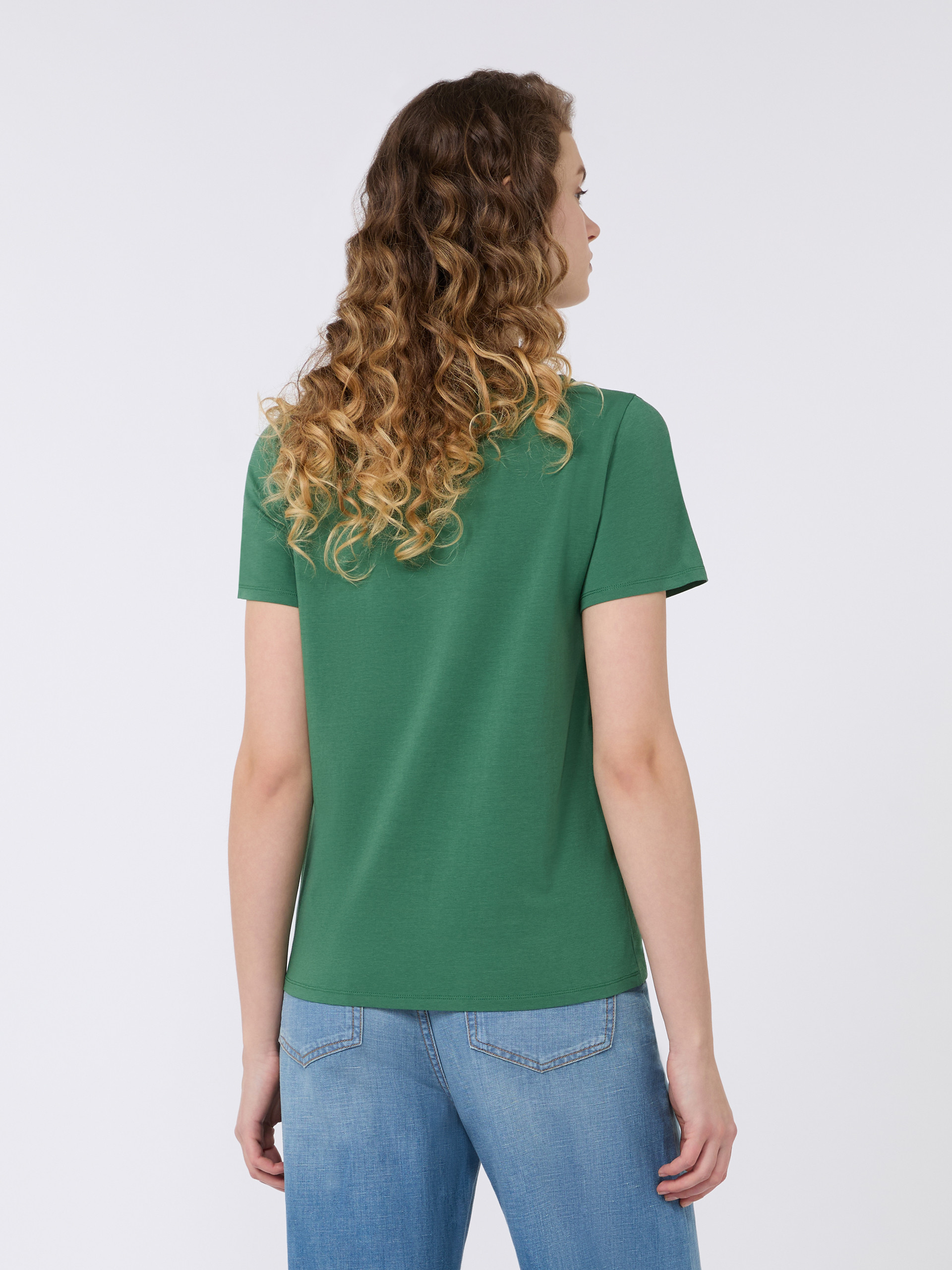 Stretch jersey basic T-shirt - GREEN - Weekend Max Mara - 3