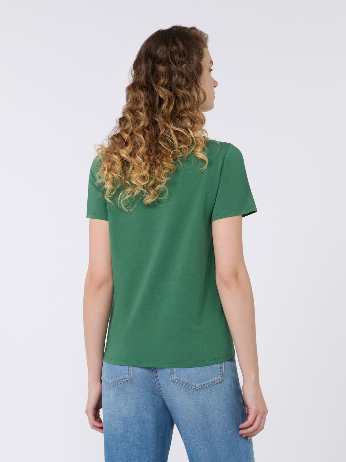 Stretch jersey basic T-shirt - GREEN - Weekend - 3