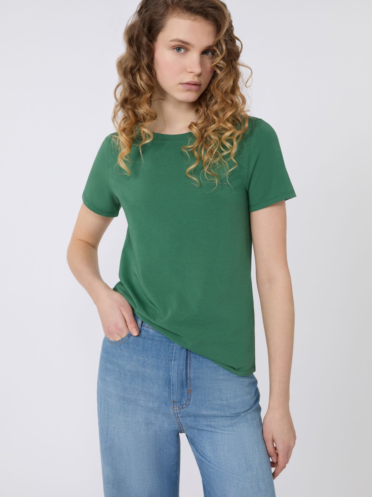 Stretch jersey basic T-shirt - GREEN - Weekend - 4