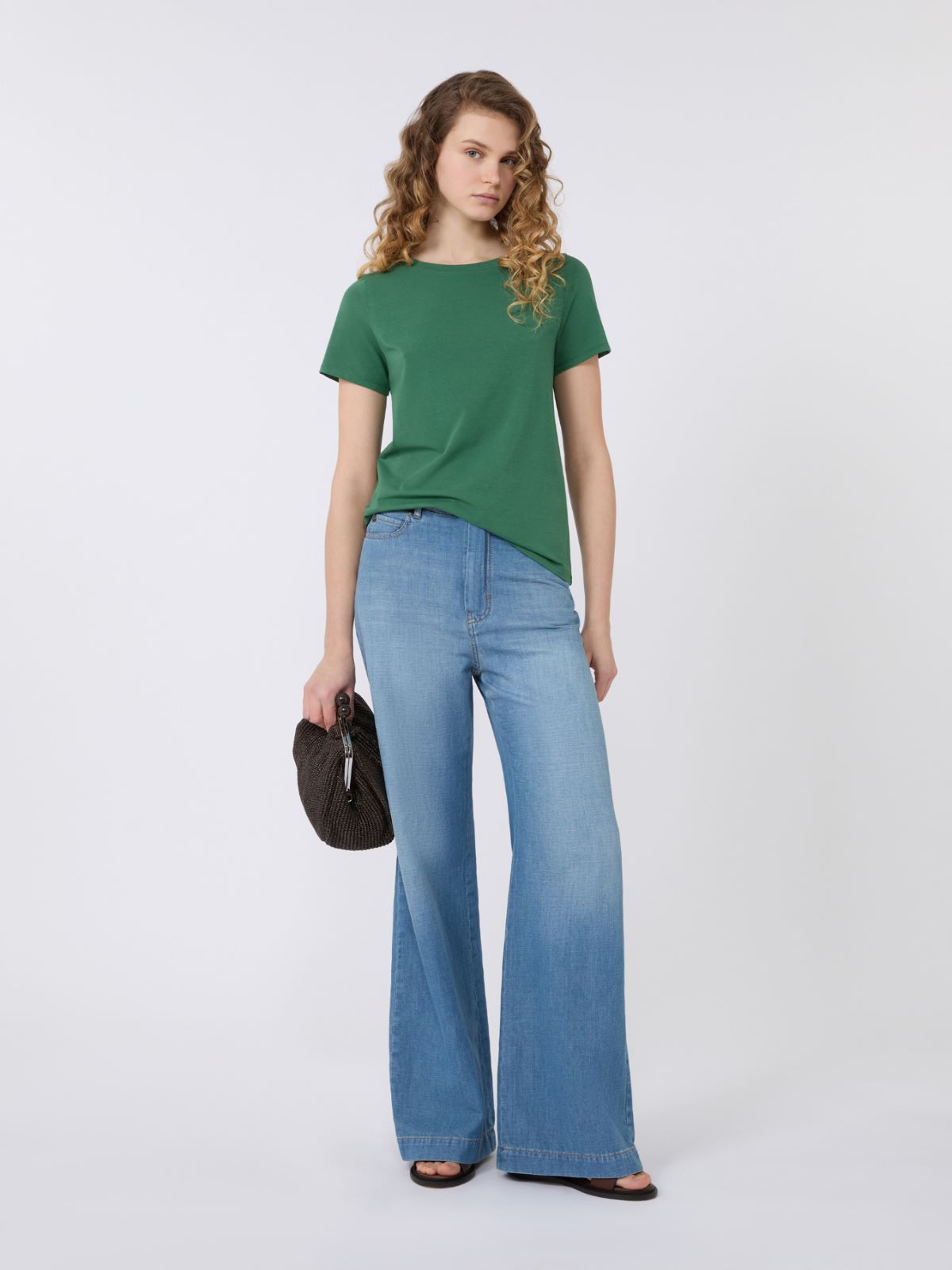 Stretch jersey basic T-shirt - GREEN - Weekend