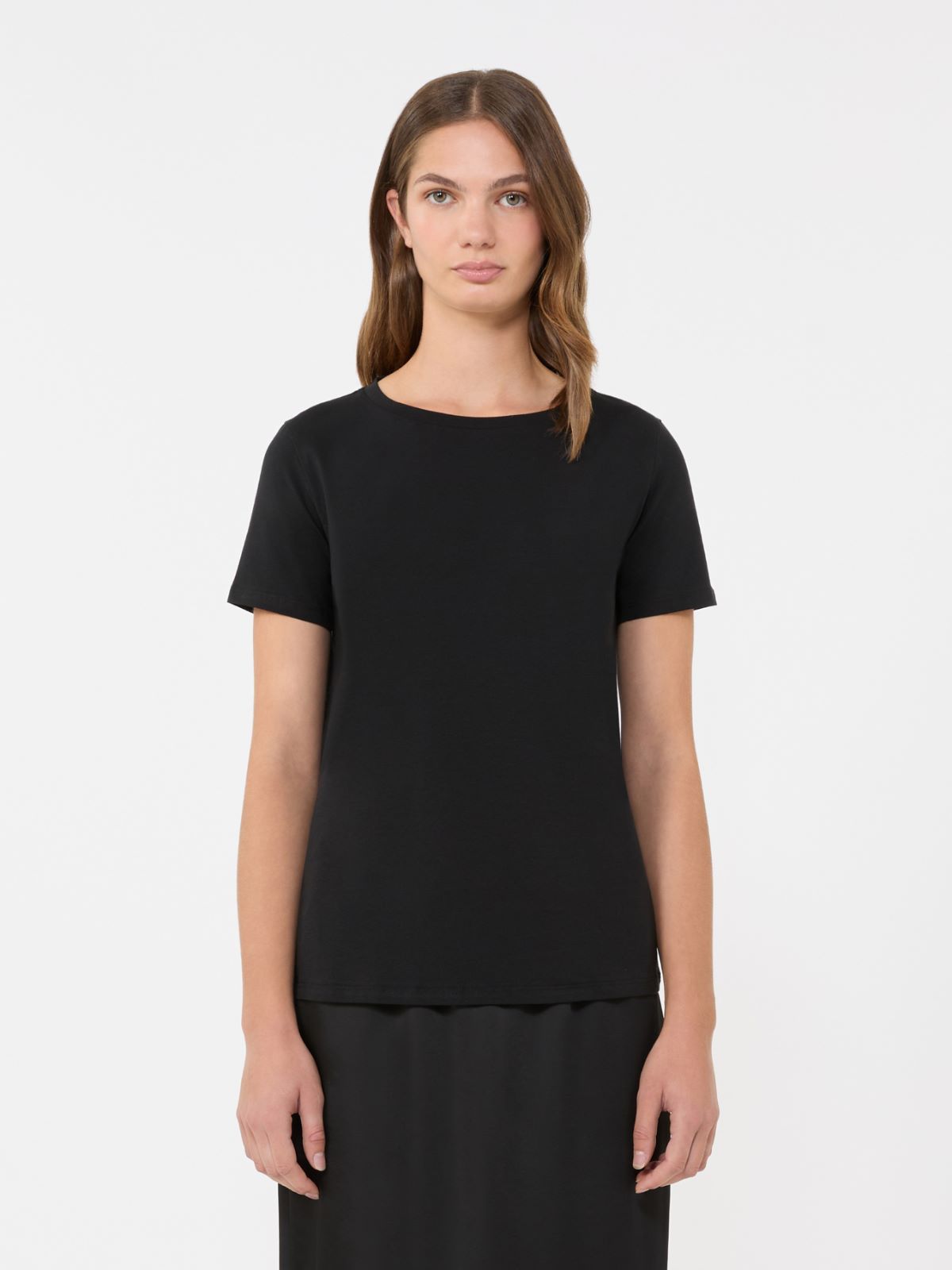 Basic cotton jersey T-shirt - BLACK - Weekend - 2