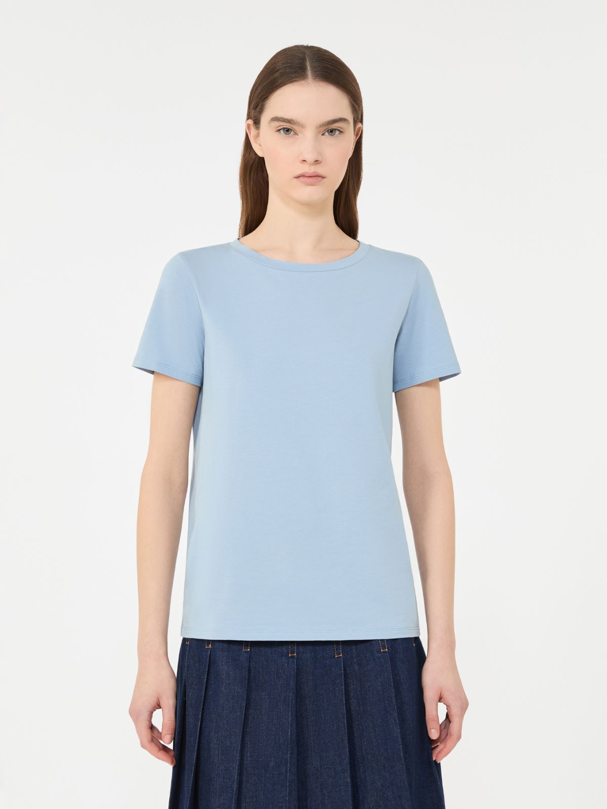 Basic cotton jersey T-shirt - LIGHT BLUE - Weekend - 2