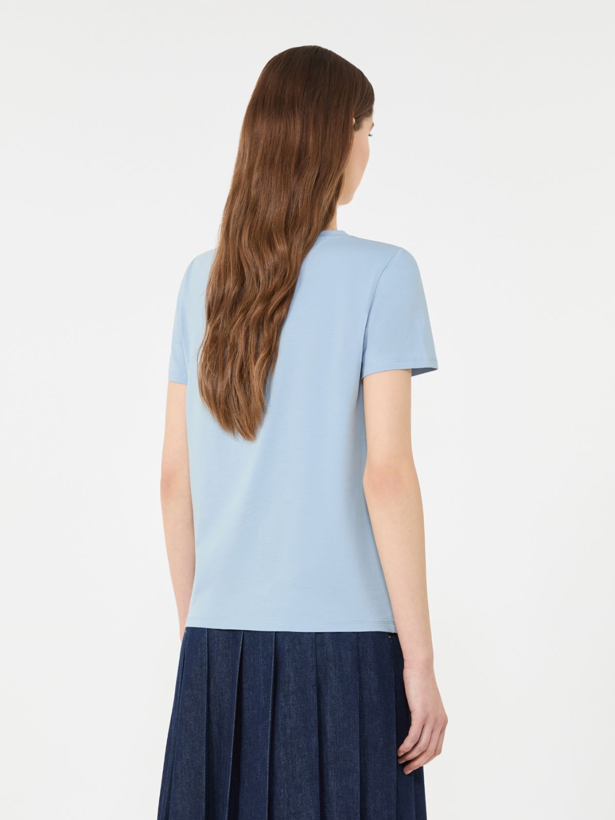 Basic cotton jersey T-shirt - LIGHT BLUE - Weekend - 3