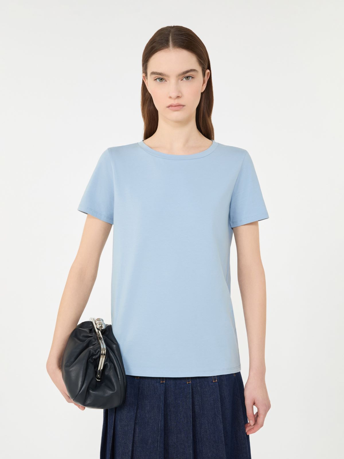 Basic cotton jersey T-shirt - LIGHT BLUE - Weekend - 4