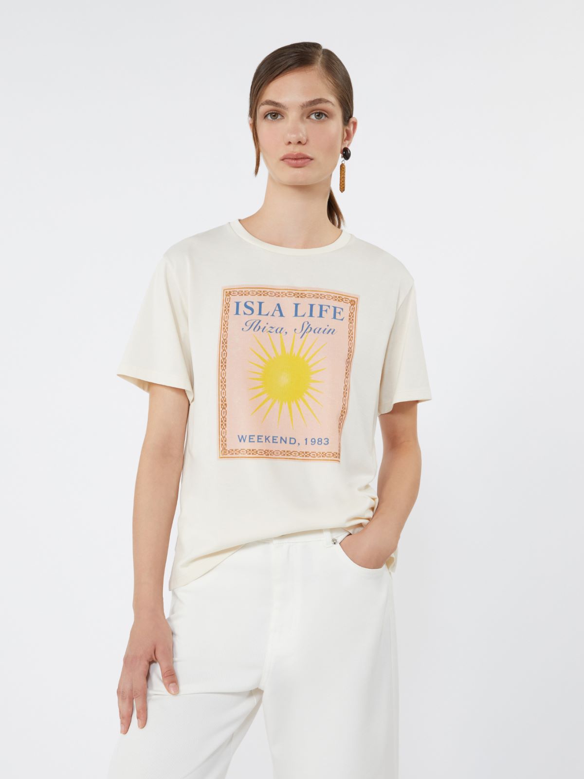 Cotton jersey T-shirt - ECRU - Weekend - 4