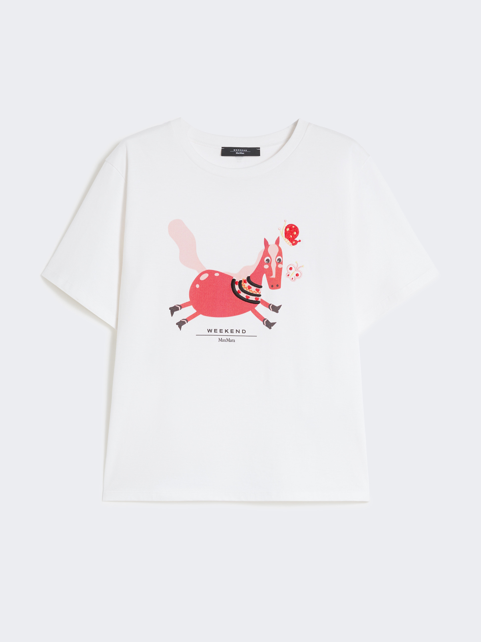 Print and embroidery-adorned cotton T-shirt - WHITE - Weekend Max Mara - 6