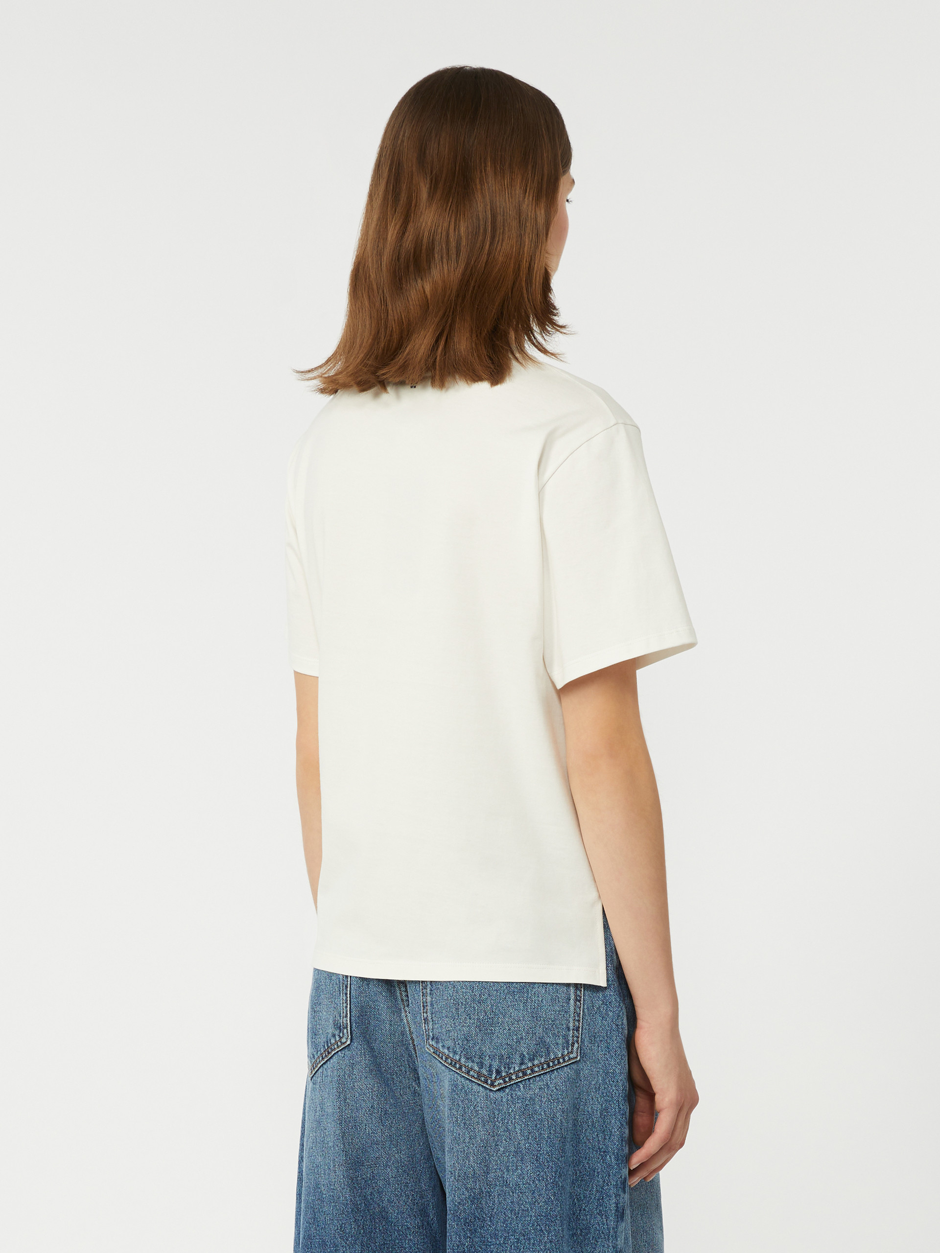 Print and embroidery-adorned cotton T-shirt - WHITE - Weekend Max Mara - 3