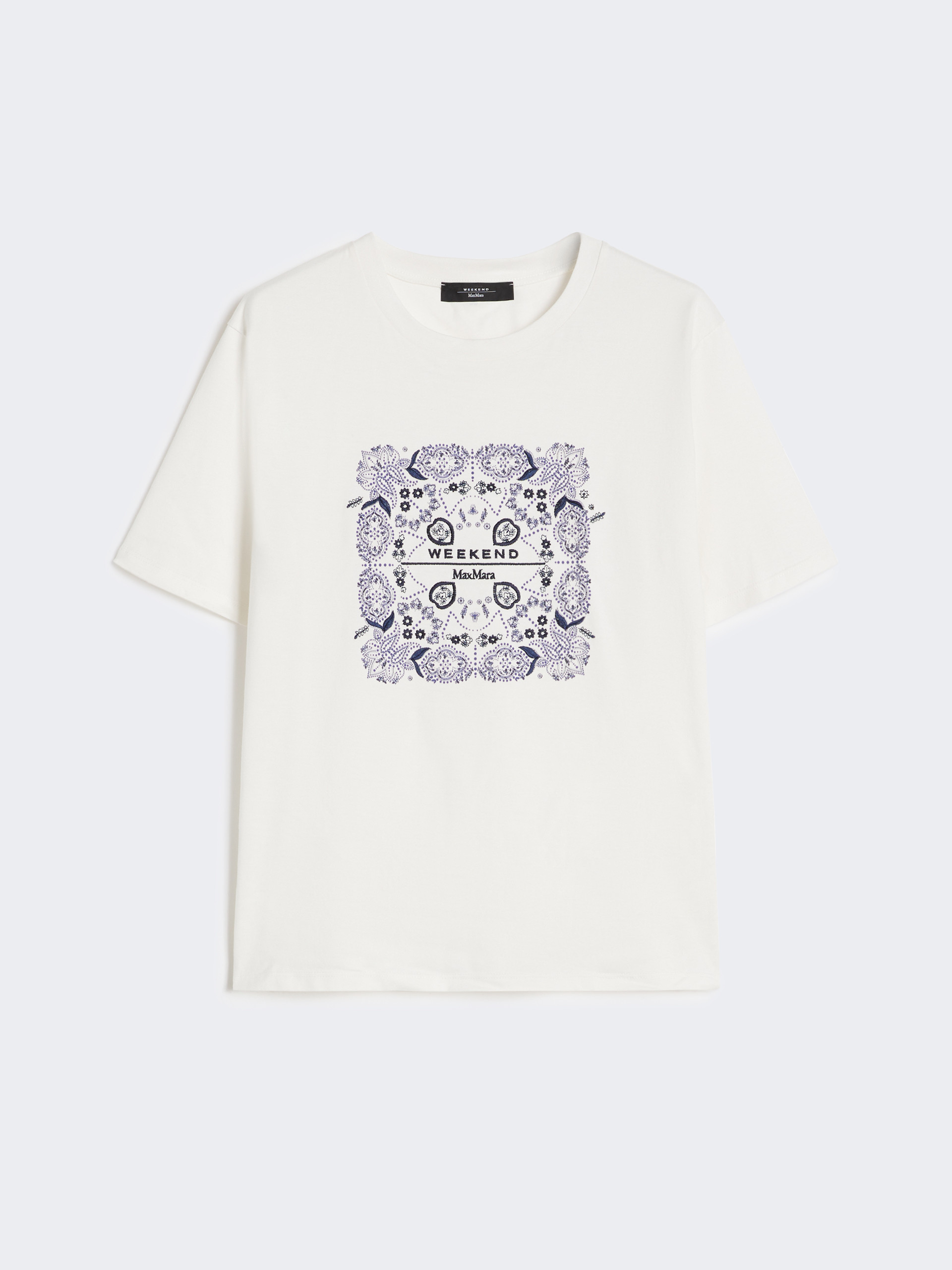 Print and embroidery-adorned cotton T-shirt - WHITE - Weekend Max Mara - 6