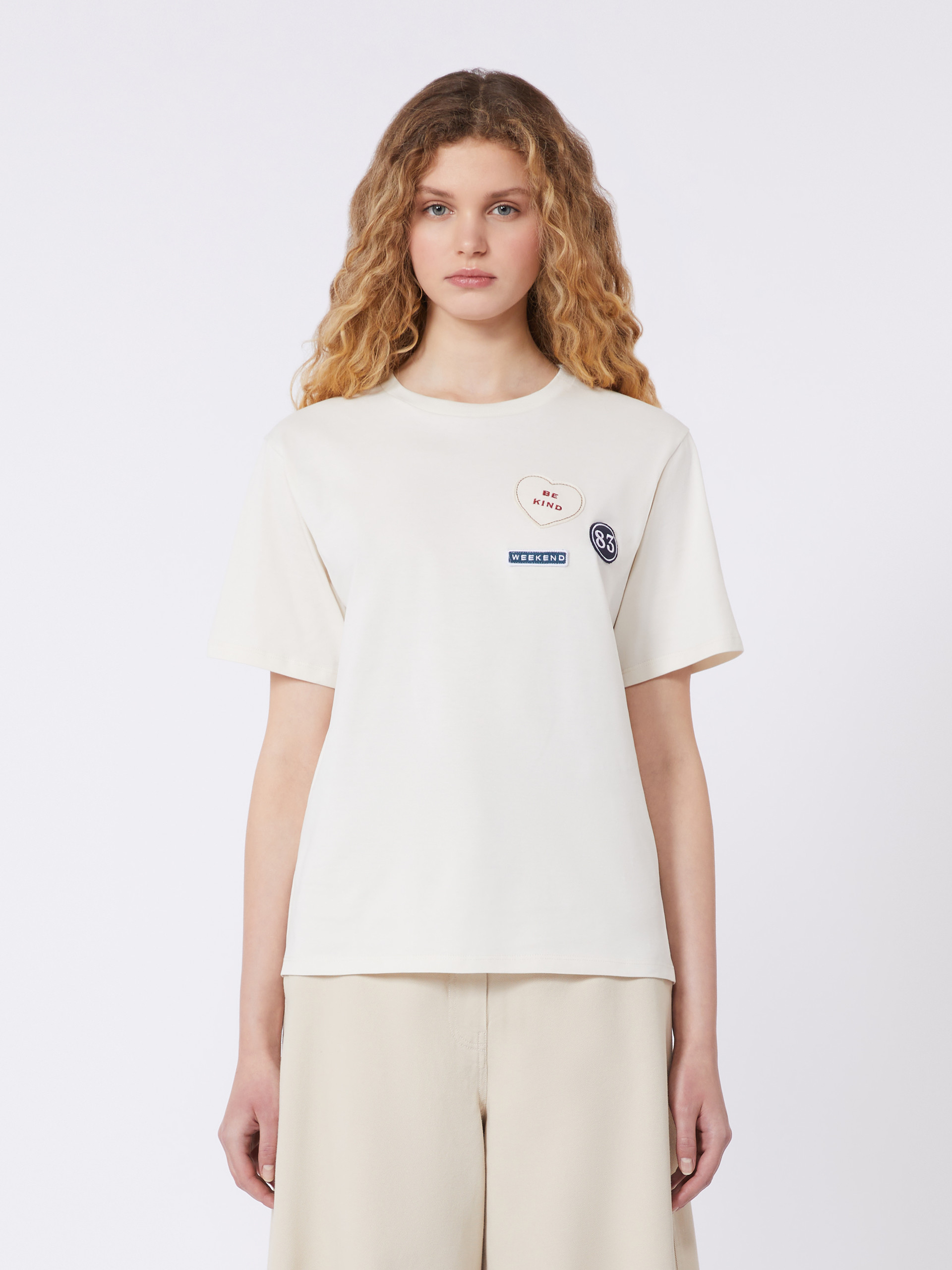 Print and embroidery-adorned cotton T-shirt - Weekend Max Mara - 2