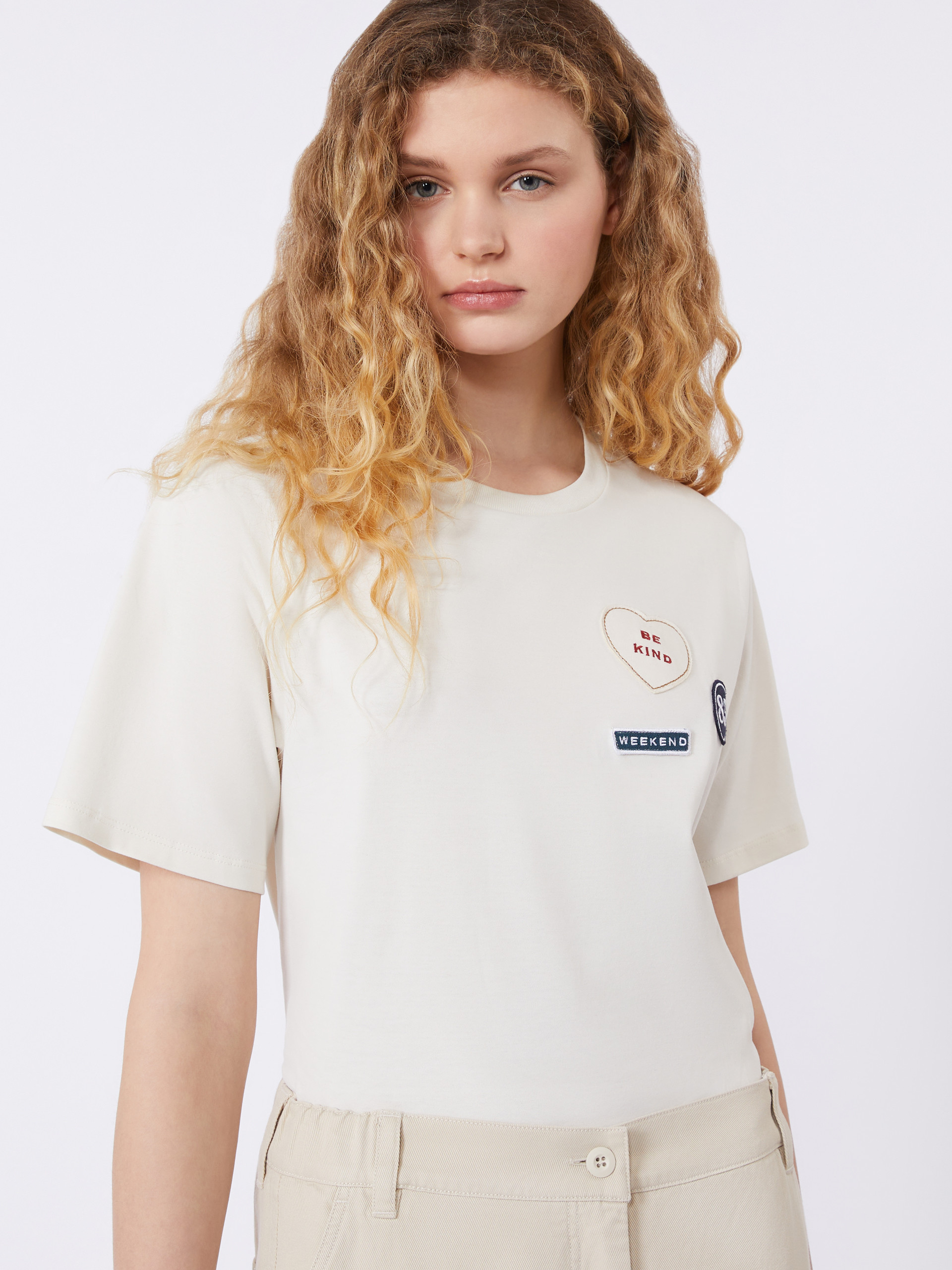 Print and embroidery-adorned cotton T-shirt - Weekend Max Mara - 4