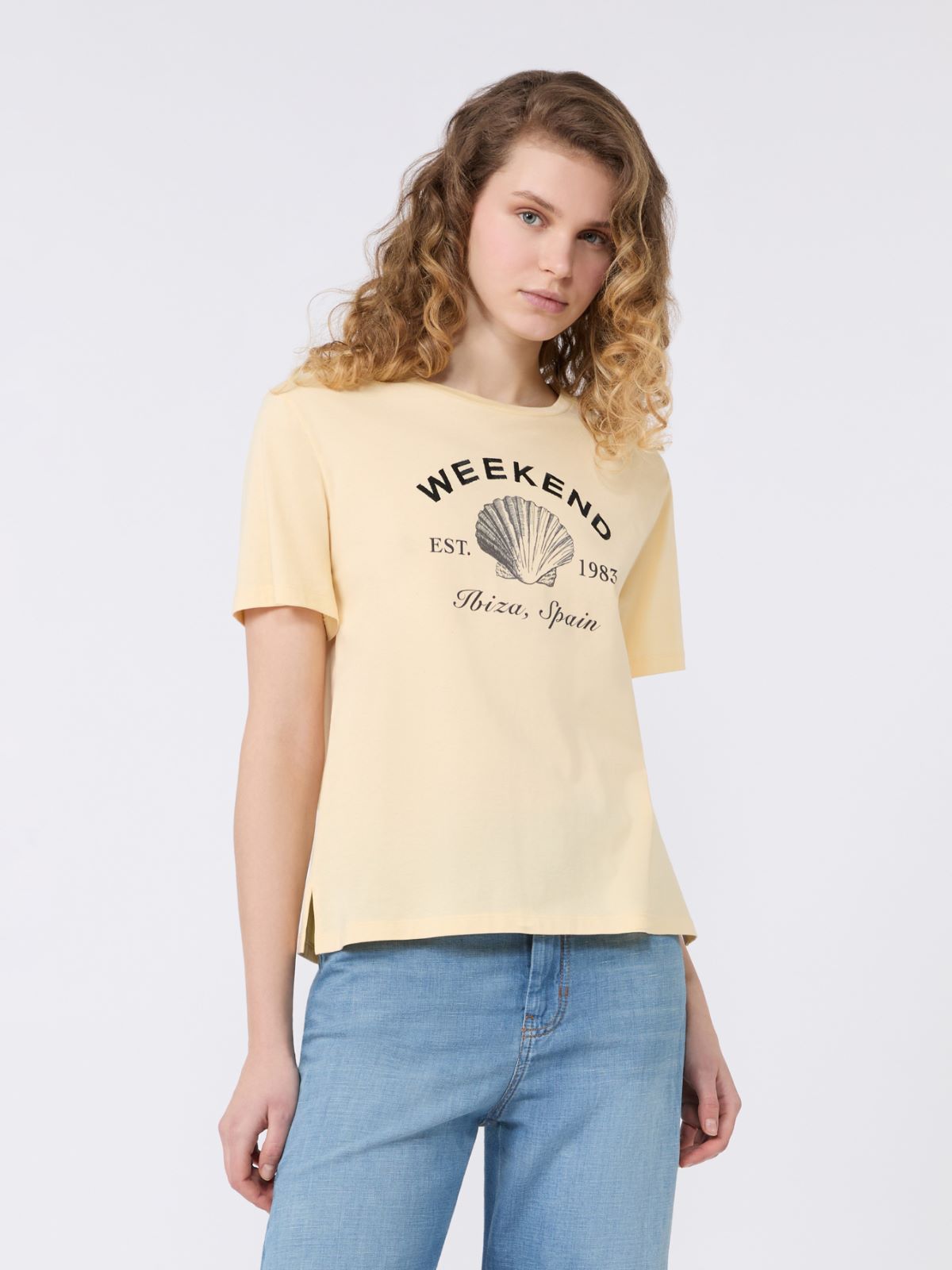 Jersey T-shirt with graphics - LIGHT YELLOW - Weekend - 2