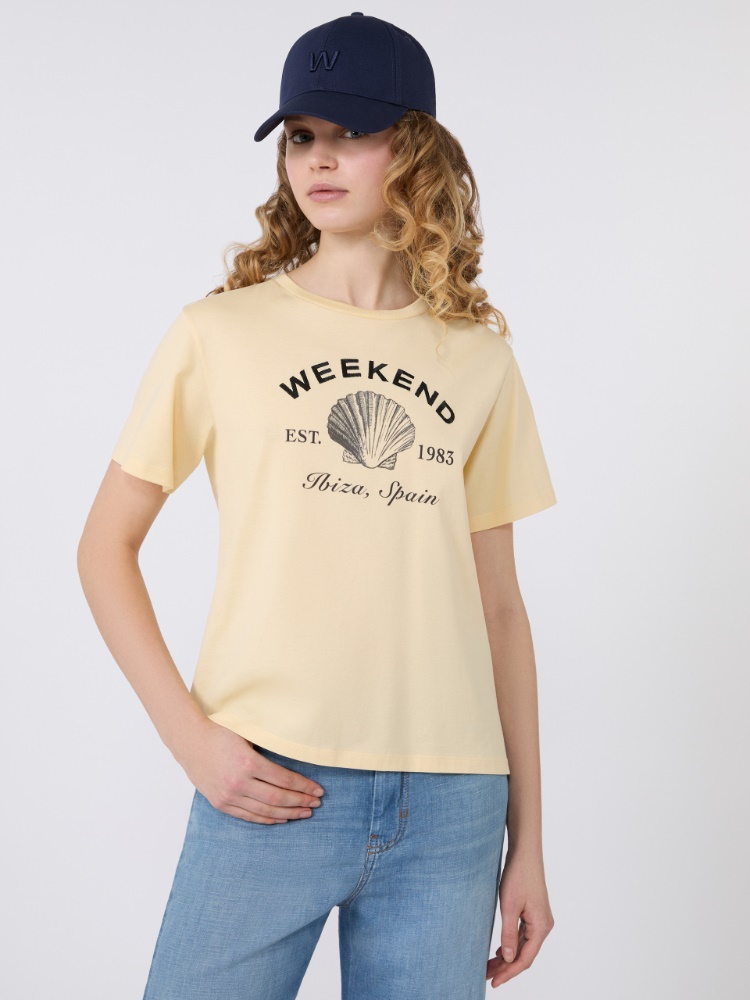 Jersey T-shirt with graphics - LIGHT YELLOW - Weekend