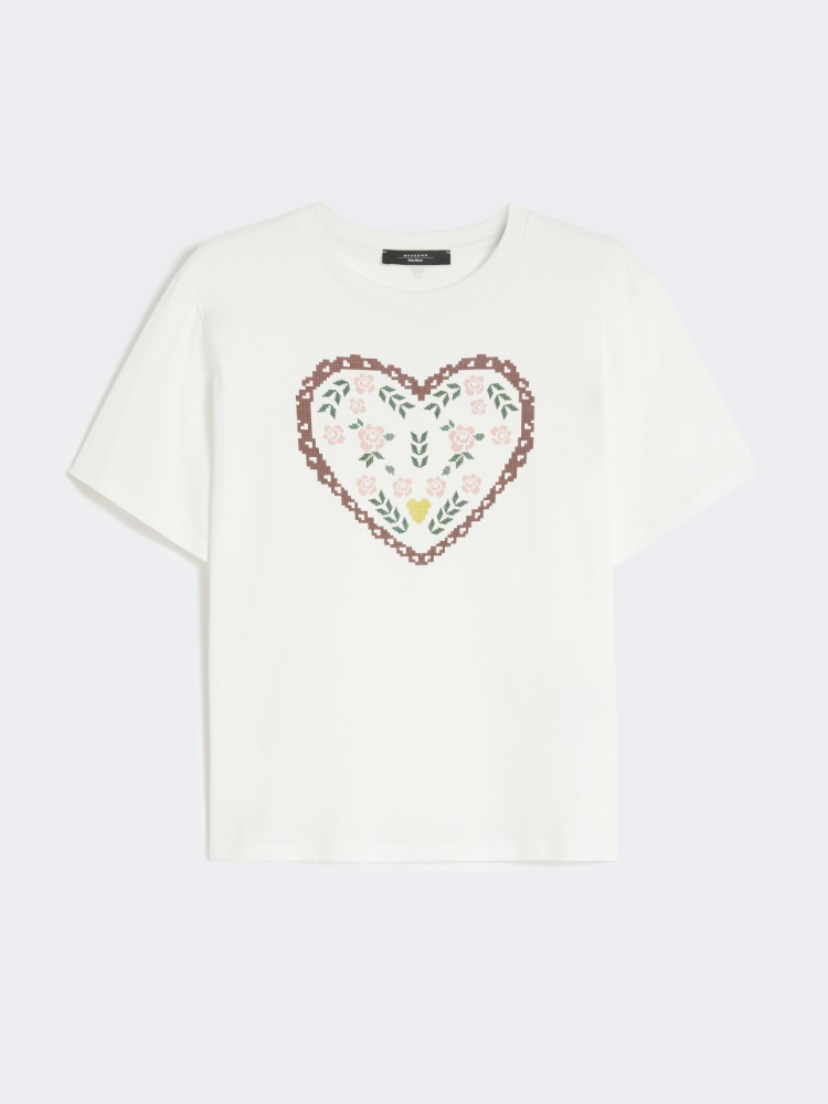 Cotton T-shirt with graphic print - WHITE - Weekend - 2