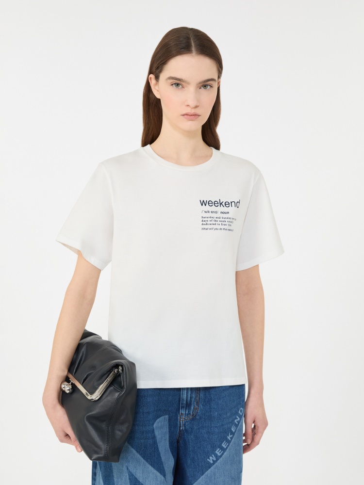 Cotton T-shirt with graphic print - WHITE - Weekend