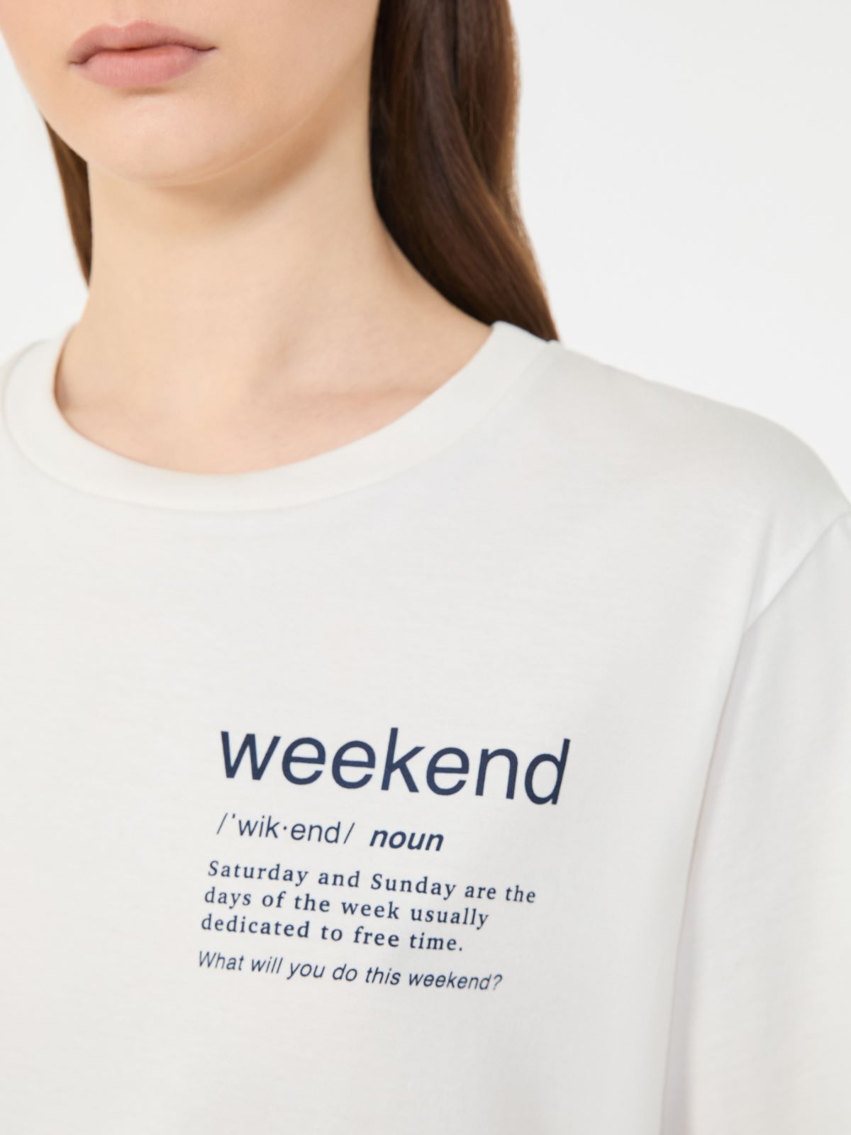 Cotton T-shirt with graphic print - WHITE - Weekend - 5