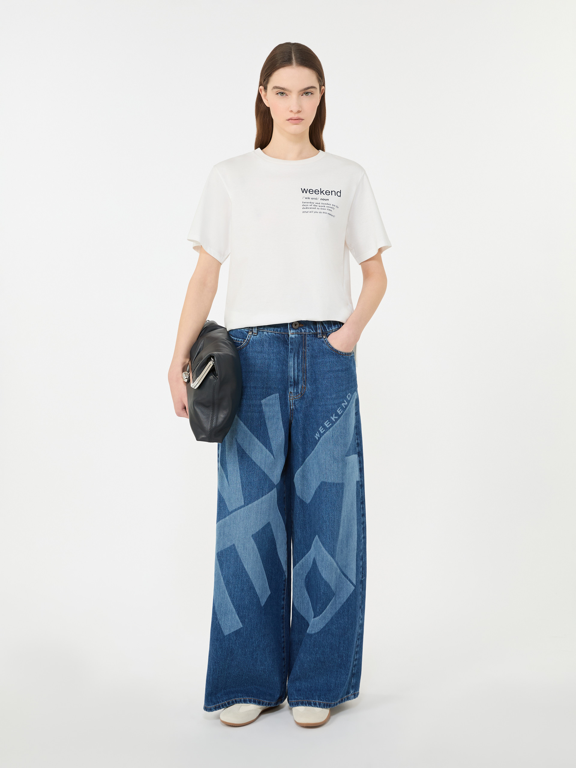 Cotton T-shirt with graphic print - WHITE - Weekend Max Mara