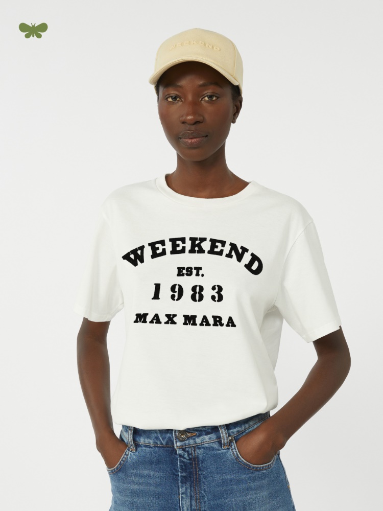 Cotton T-shirt with graphic print - WHITE - Weekend