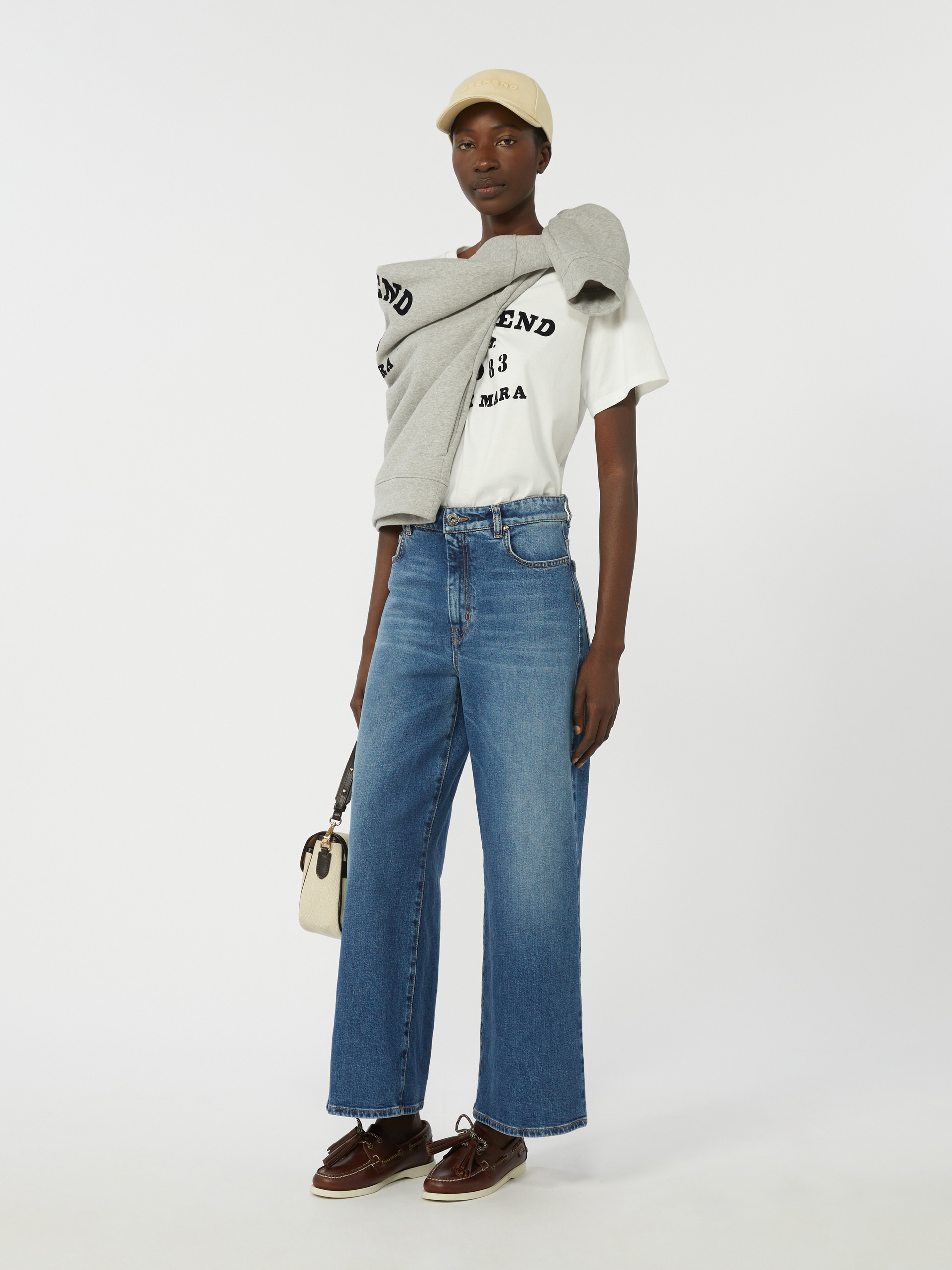 Cotton T-shirt with graphic print - WHITE - Weekend Max Mara