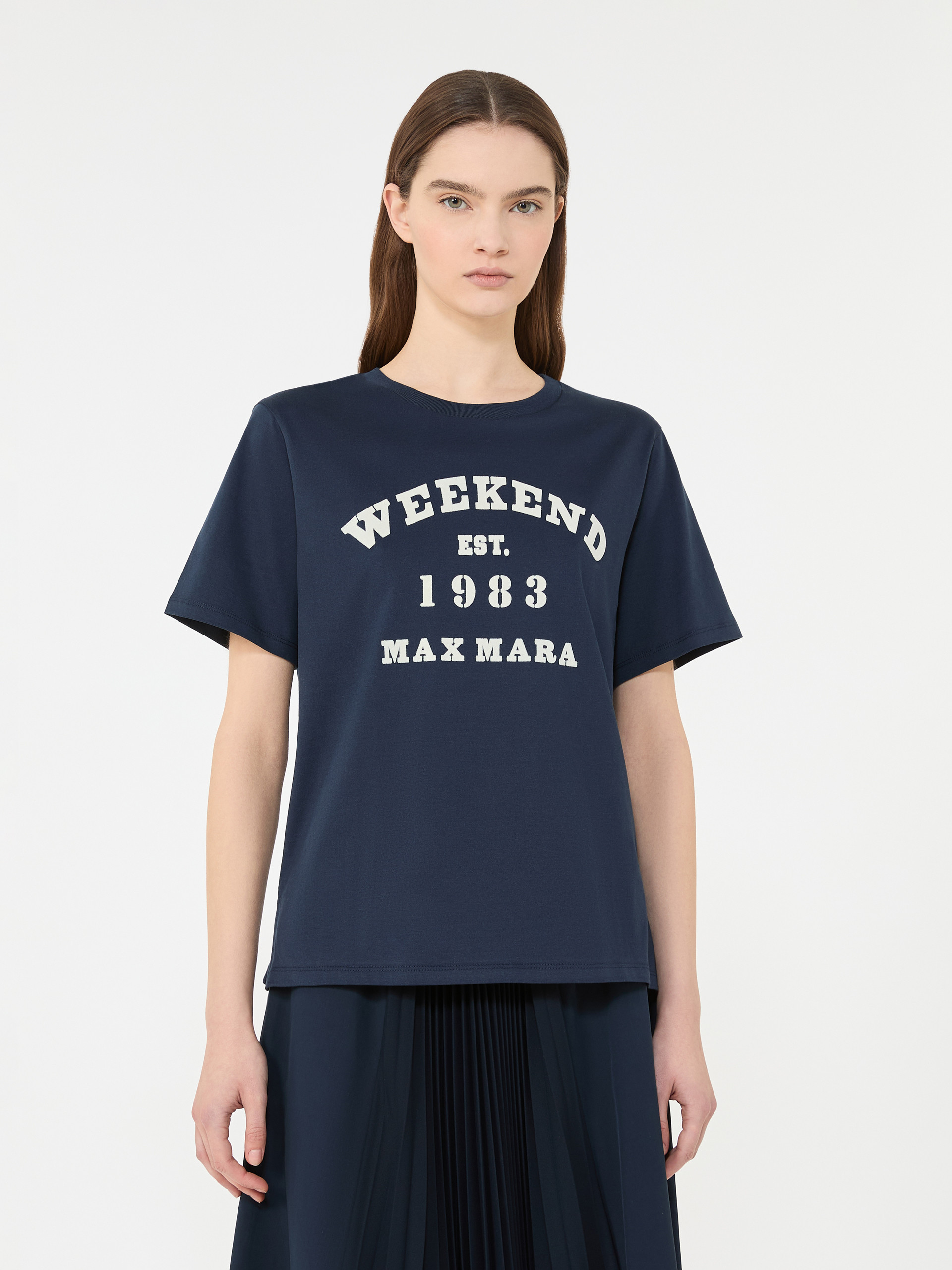 Cotton T-shirt with graphic print - NAVY - Weekend Max Mara - 2