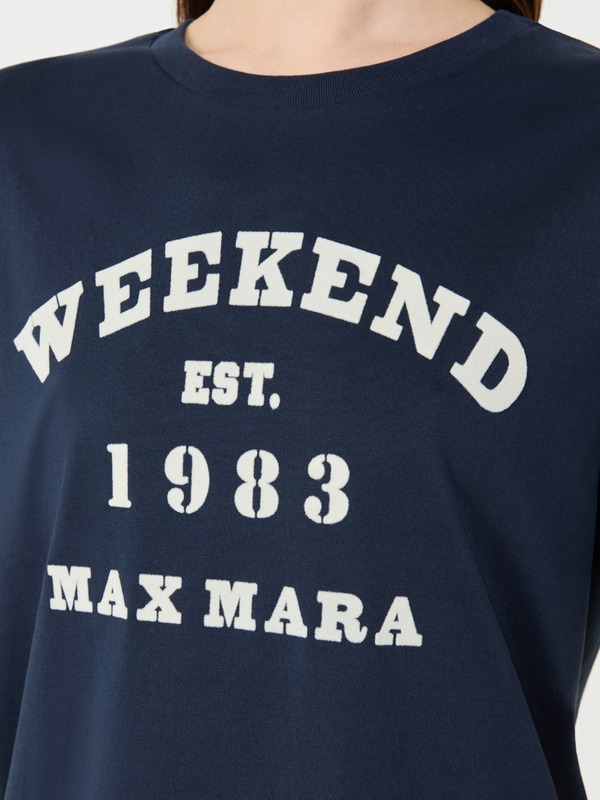 Cotton T-shirt with graphic print - NAVY - Weekend - 5