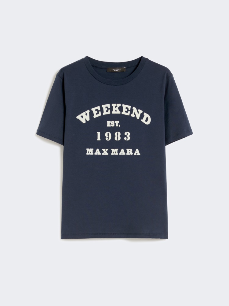 Cotton T-shirt with graphic print - NAVY - Weekend - 2