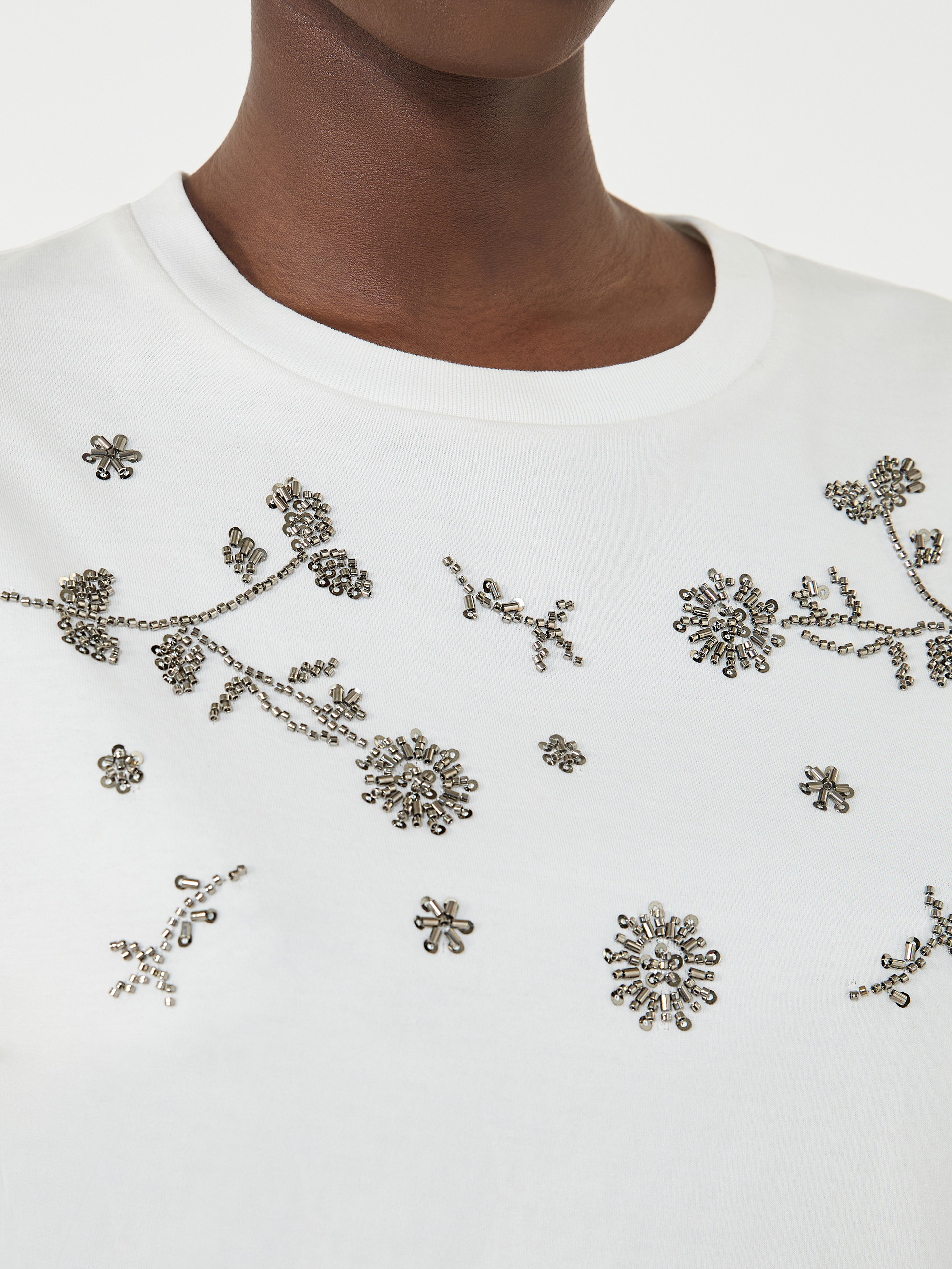 Print and embroidery-adorned jersey T-shirt - WHITE - Weekend Max Mara - 5