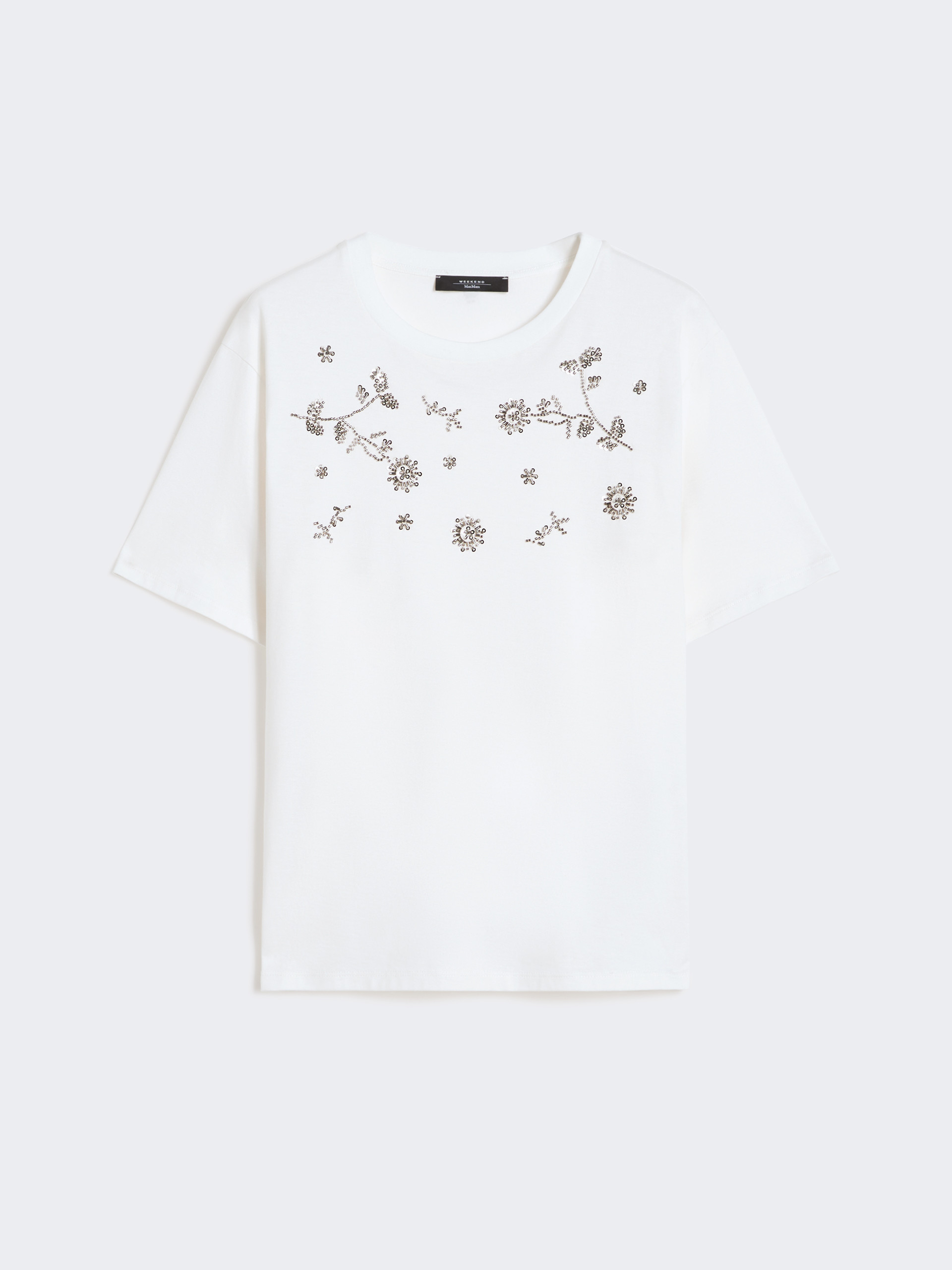 Print and embroidery-adorned jersey T-shirt - WHITE - Weekend Max Mara - 6