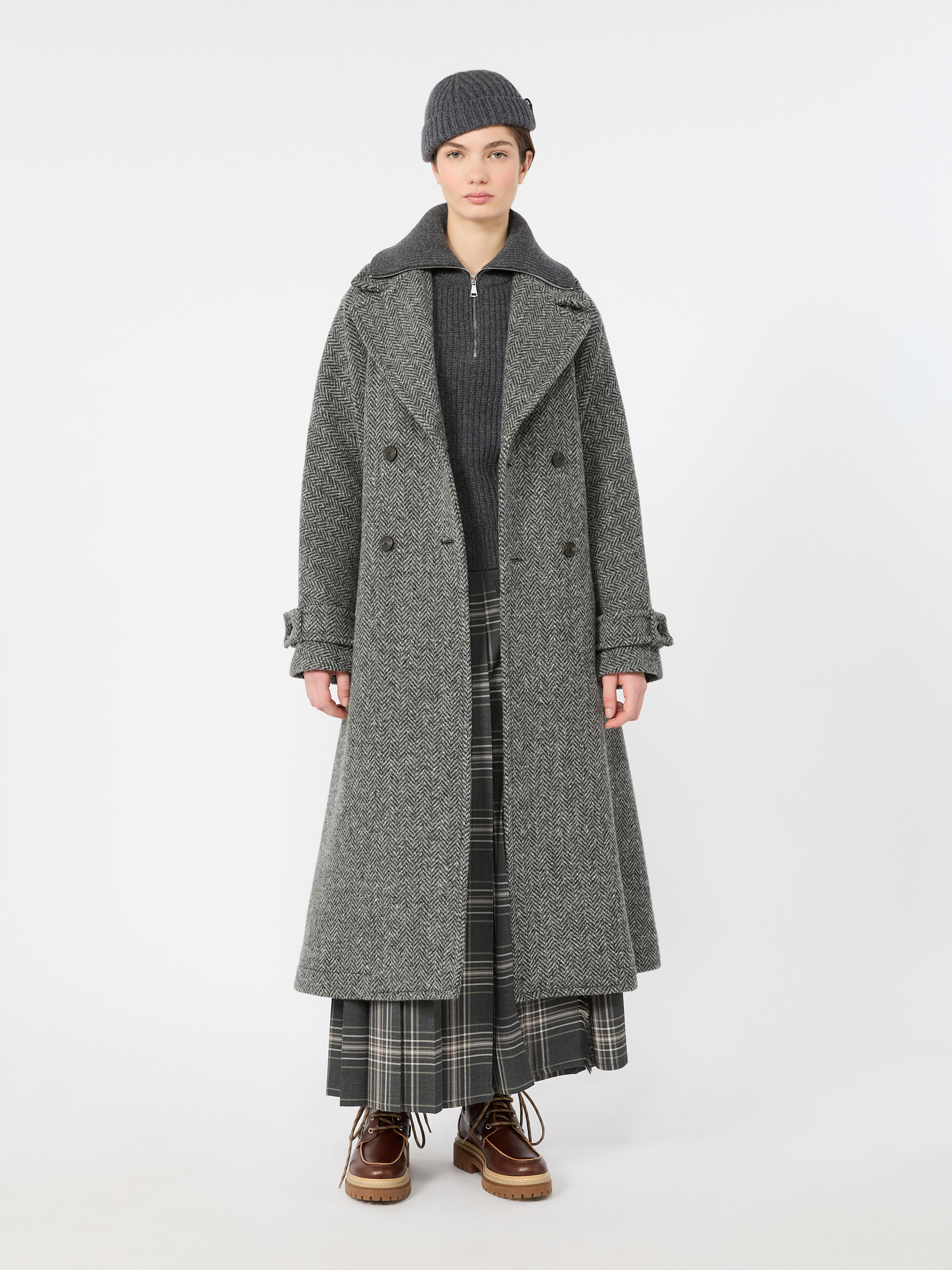 Long wool-blend tweed coat - Weekend Max Mara