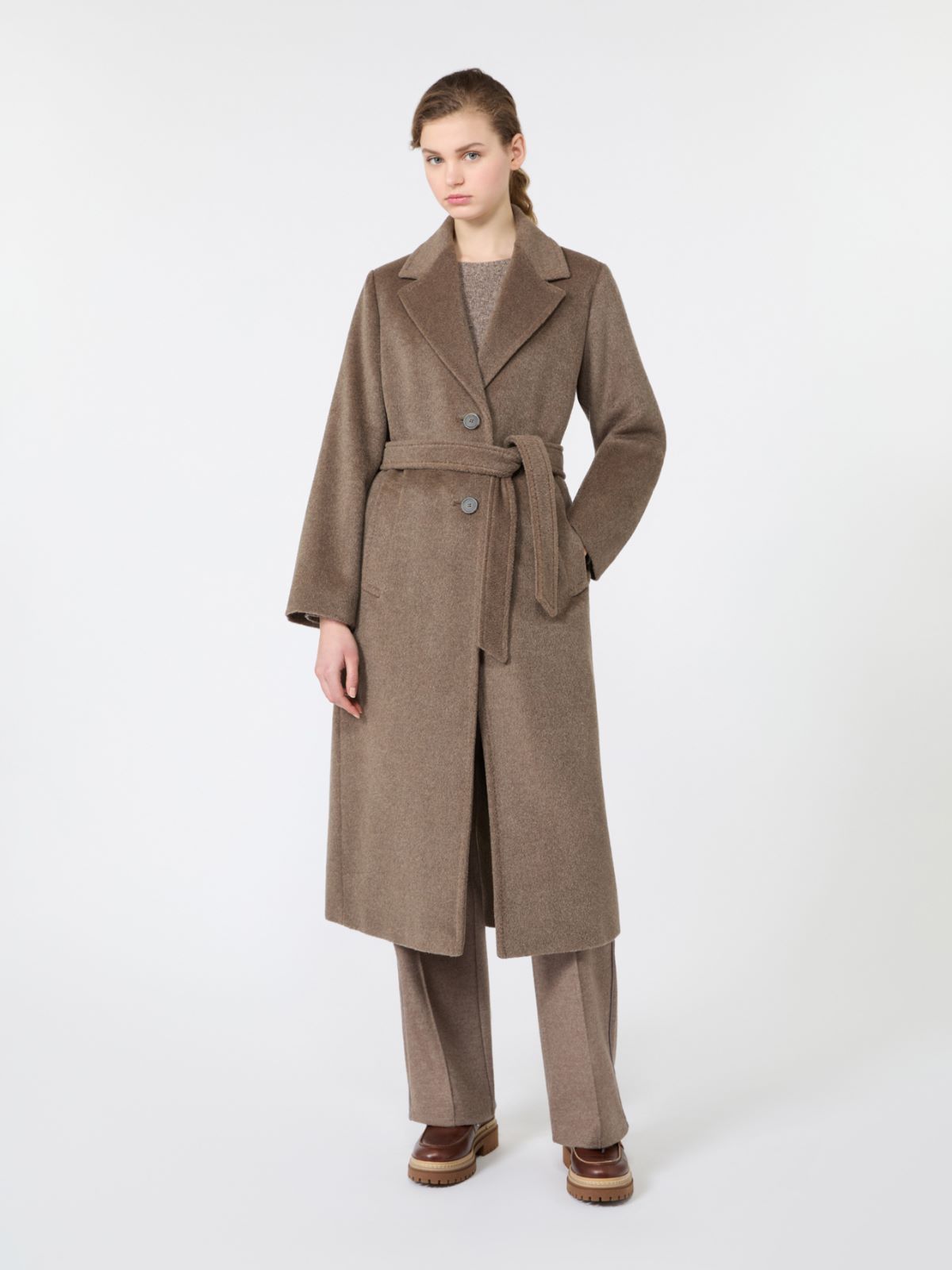 Wool and alpaca teddy long coat - Weekend Max Mara - 2