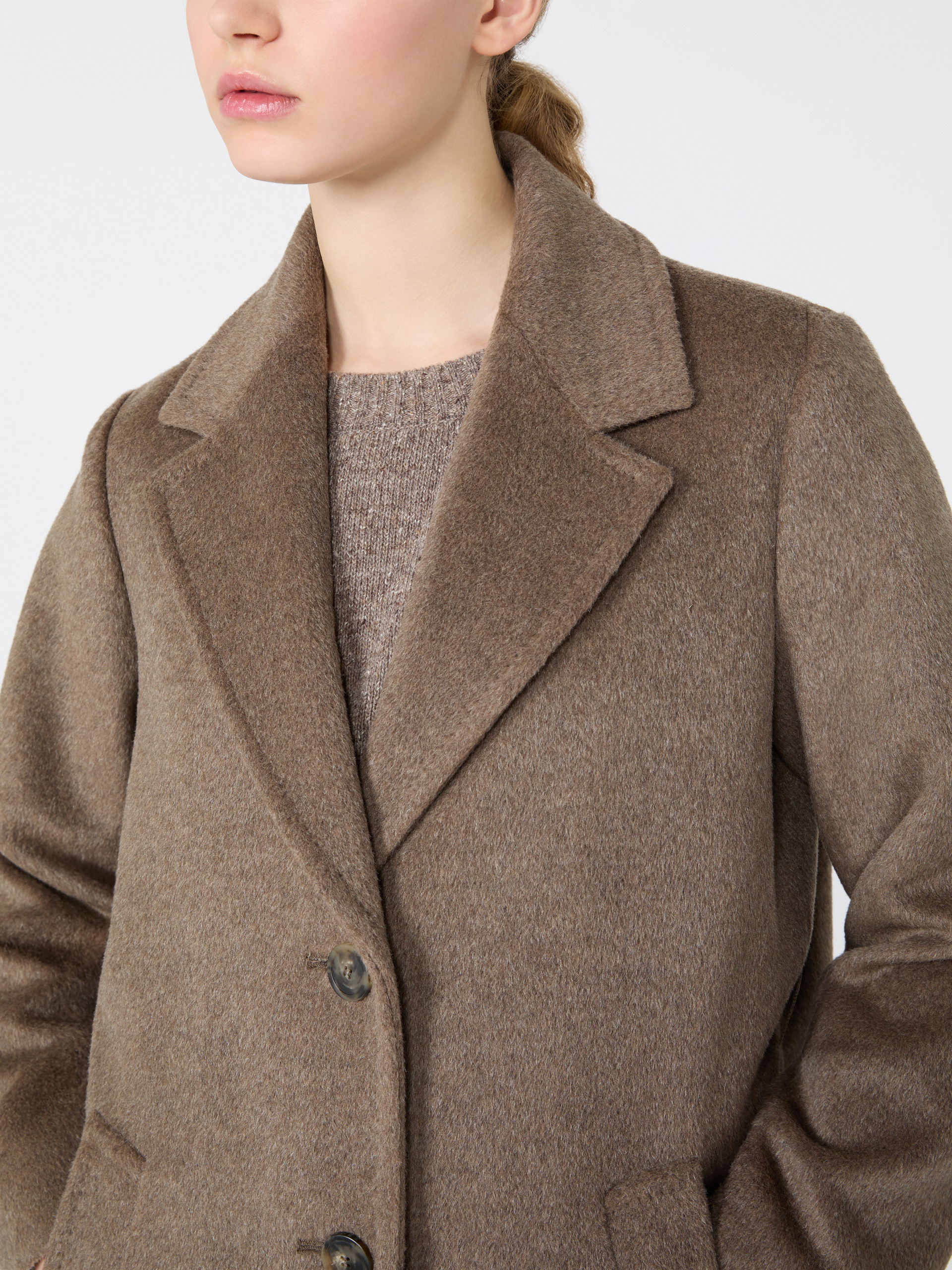 Wool and alpaca teddy long coat - Weekend Max Mara - 4