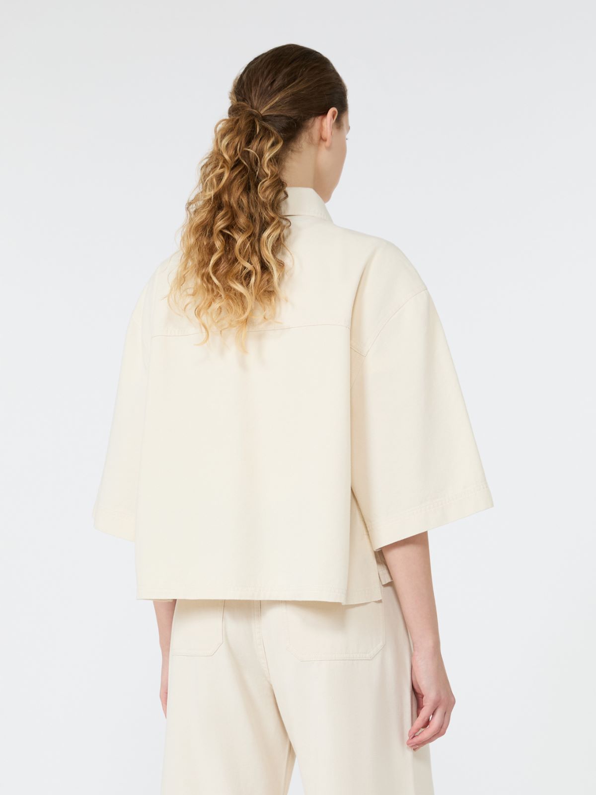 Washed cotton cropped jacket - Weekend Max Mara - 3