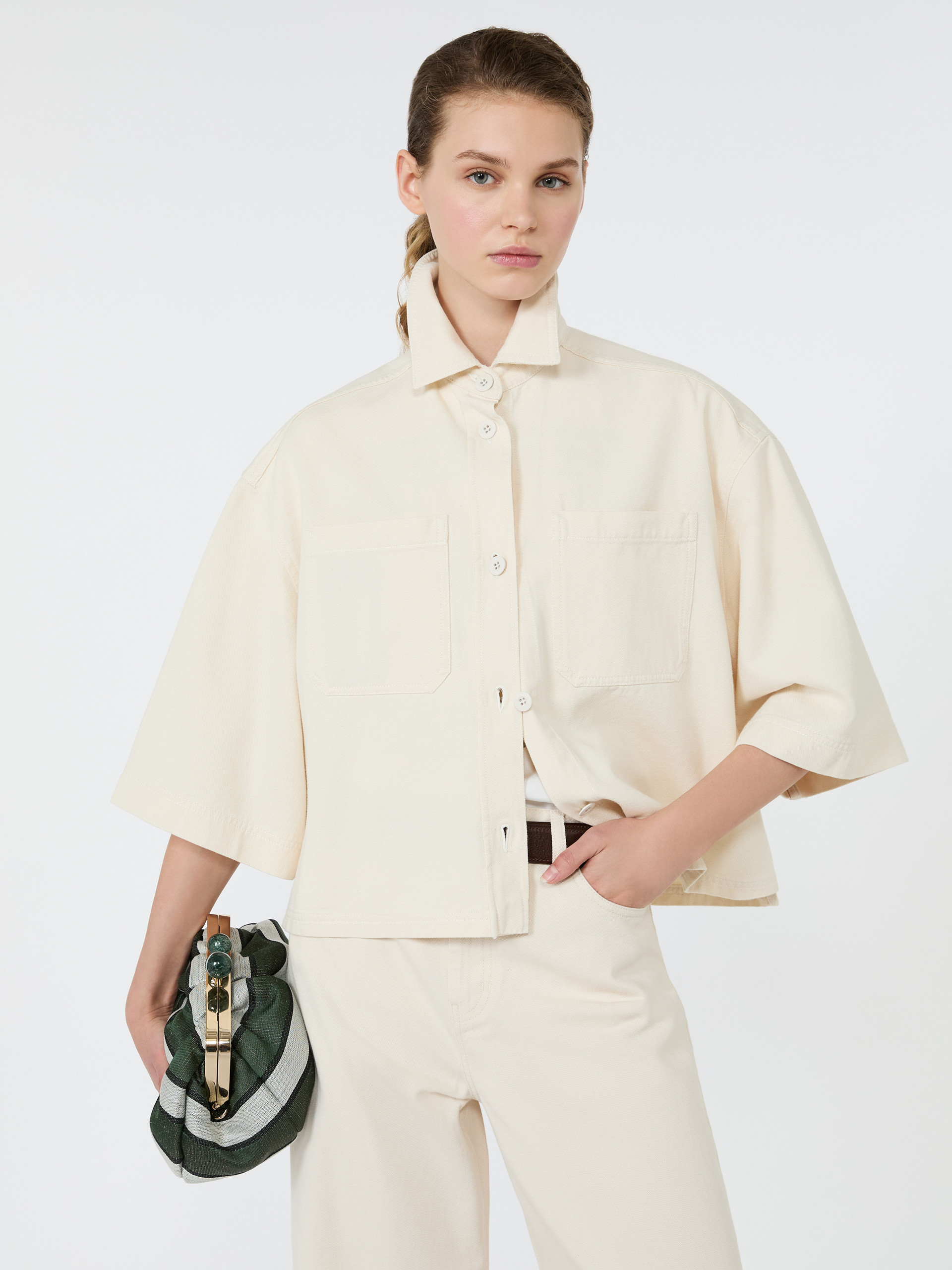 Washed cotton cropped jacket - Weekend Max Mara - 4