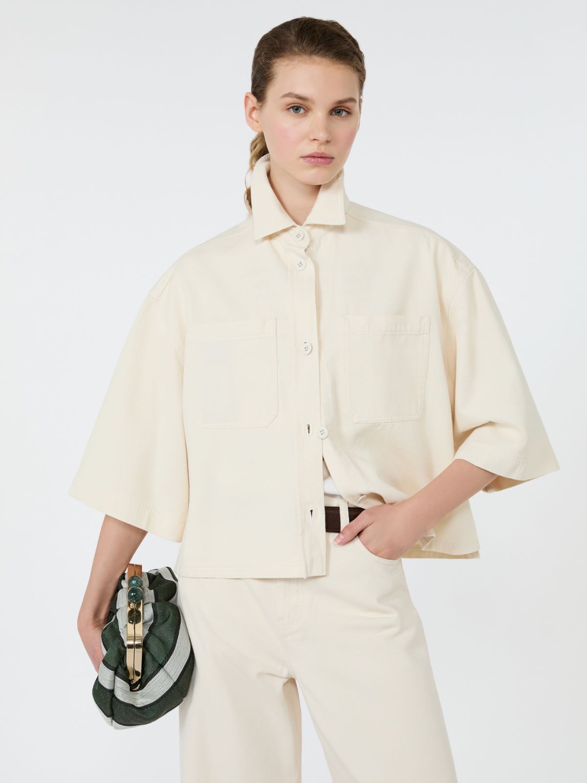 Washed cotton cropped jacket - Weekend Max Mara - 4