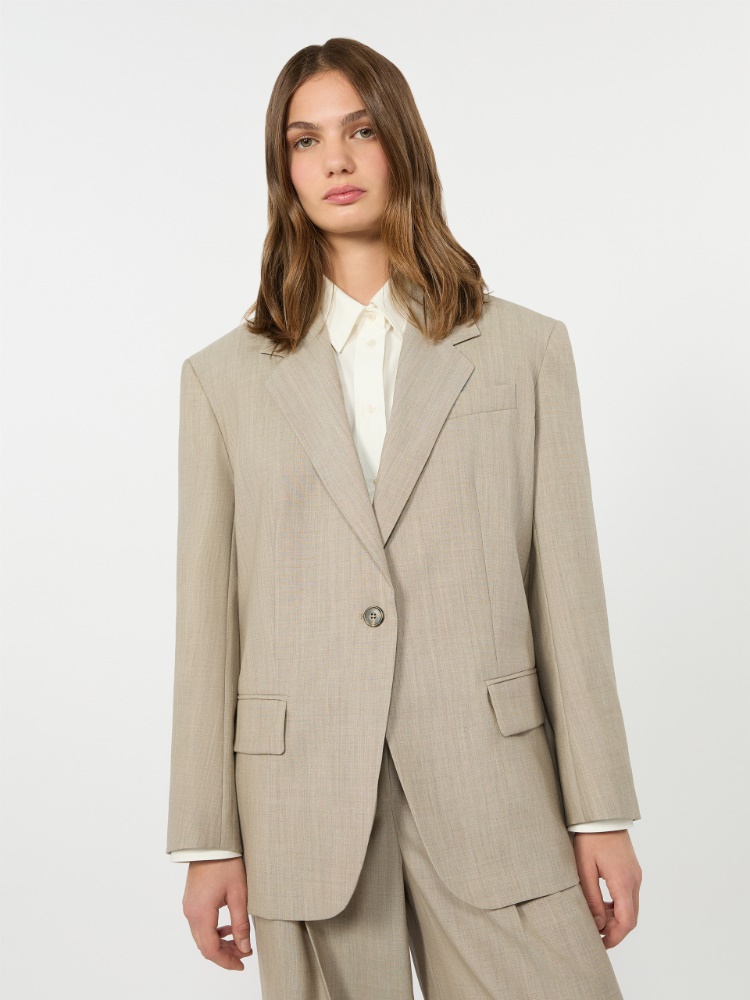 Oversized woollen cloth blazer - HAZELNUT BROWN - Weekend Max Mara