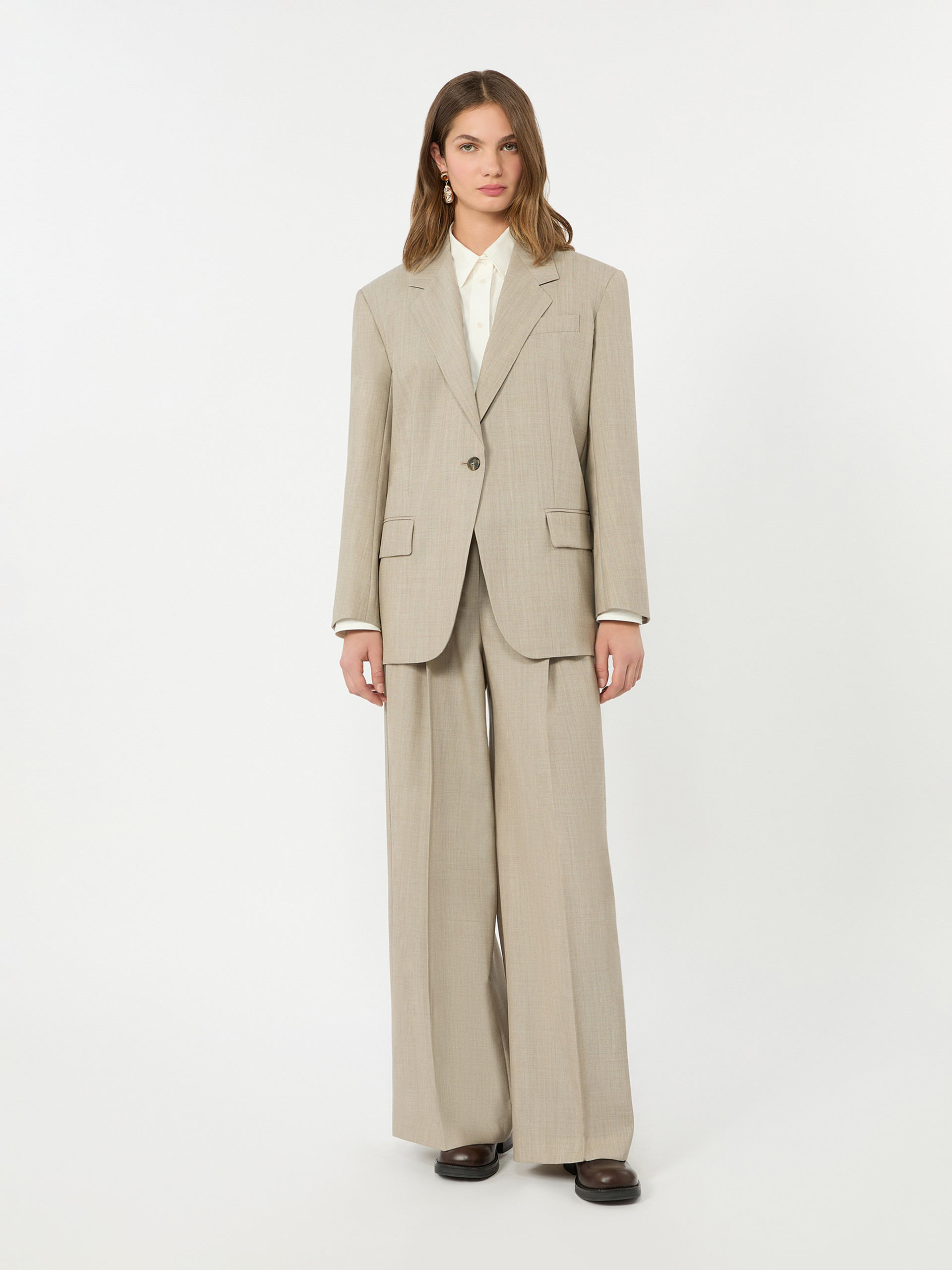 Oversized woollen cloth blazer - HAZELNUT BROWN - Weekend Max Mara